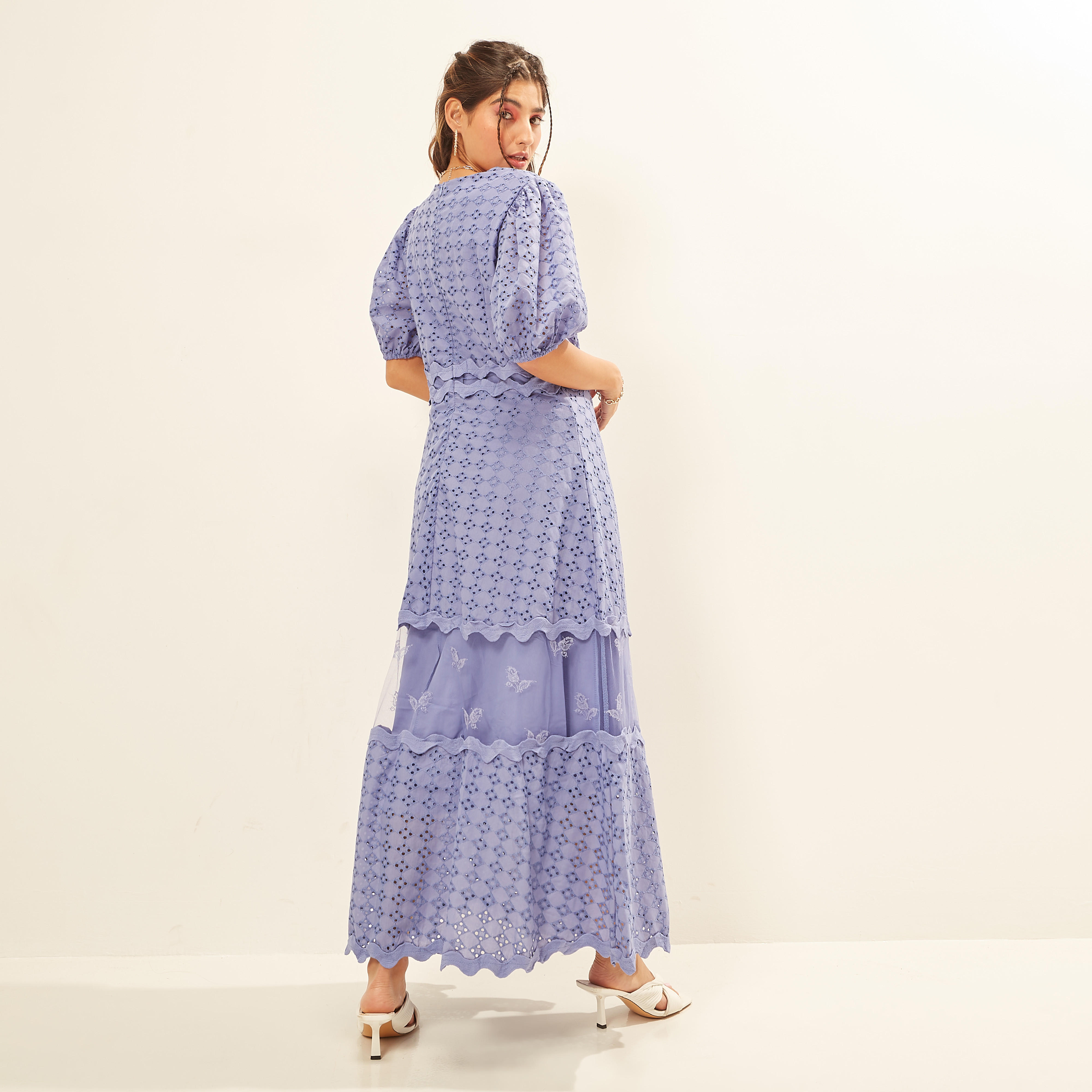 فستان طويل شيفلي بارز الملمس متعدد الطبقات بخصر مرن من توإكستريمز-women-clothing-dresses-image-10