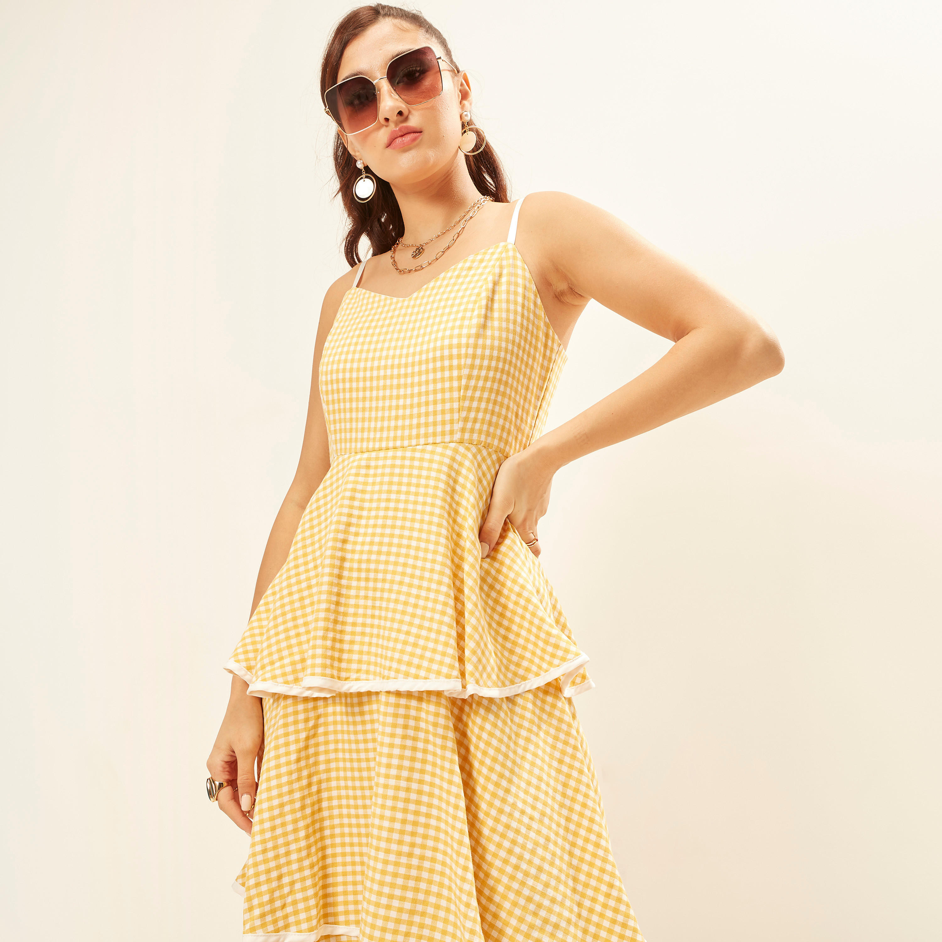 2Xtremz Checked Maxi Tiered Dress with Spaghetti Straps-women-clothing-dresses-image-11