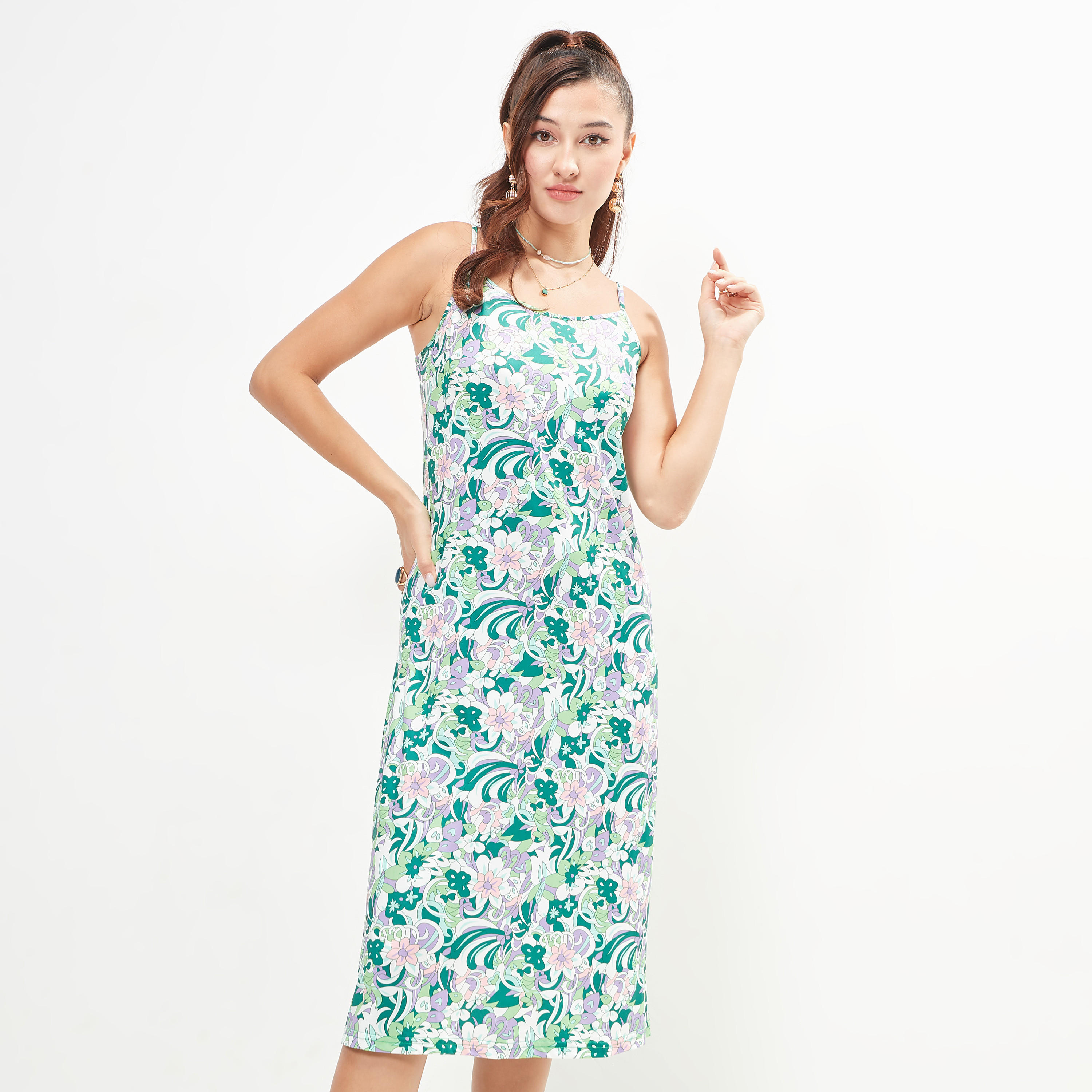 2Xtremz Floral Print Dress with Ruffled Long Sleeves and Slip-women-clothing-dresses-image-5