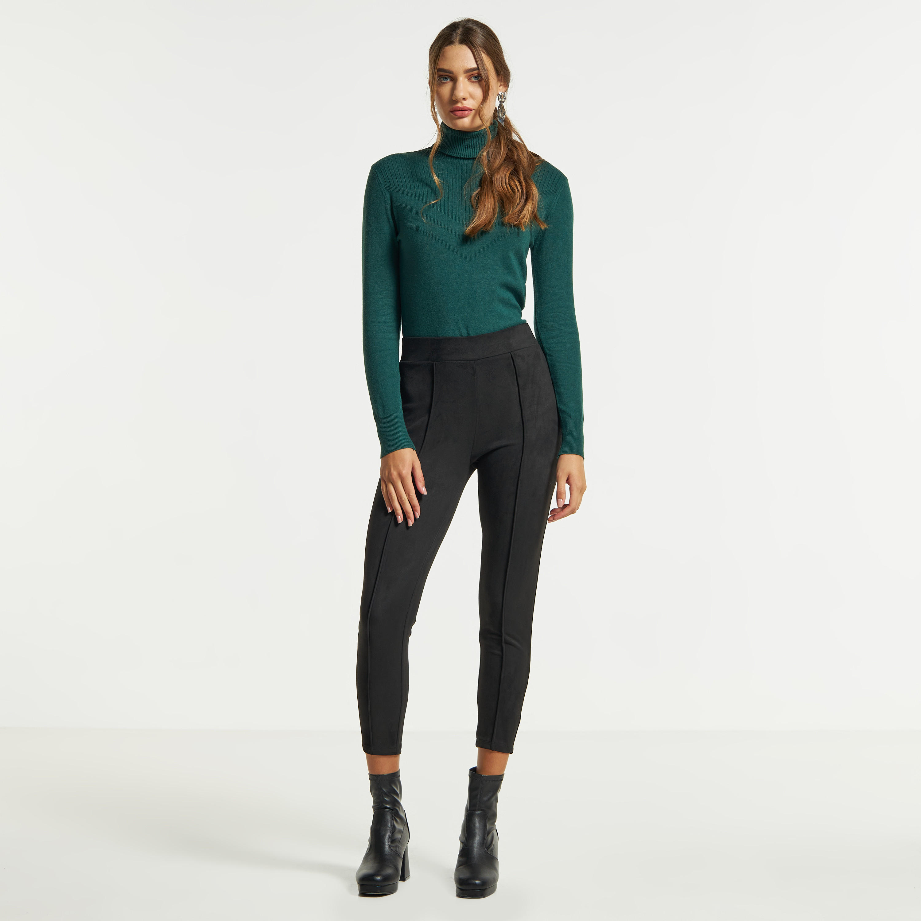 بنطلون تريقنز سويدي سادة بسحّاب إغلاق غير مرئي من توإكستريمز-women-clothing-bottoms-leggings-image-10
