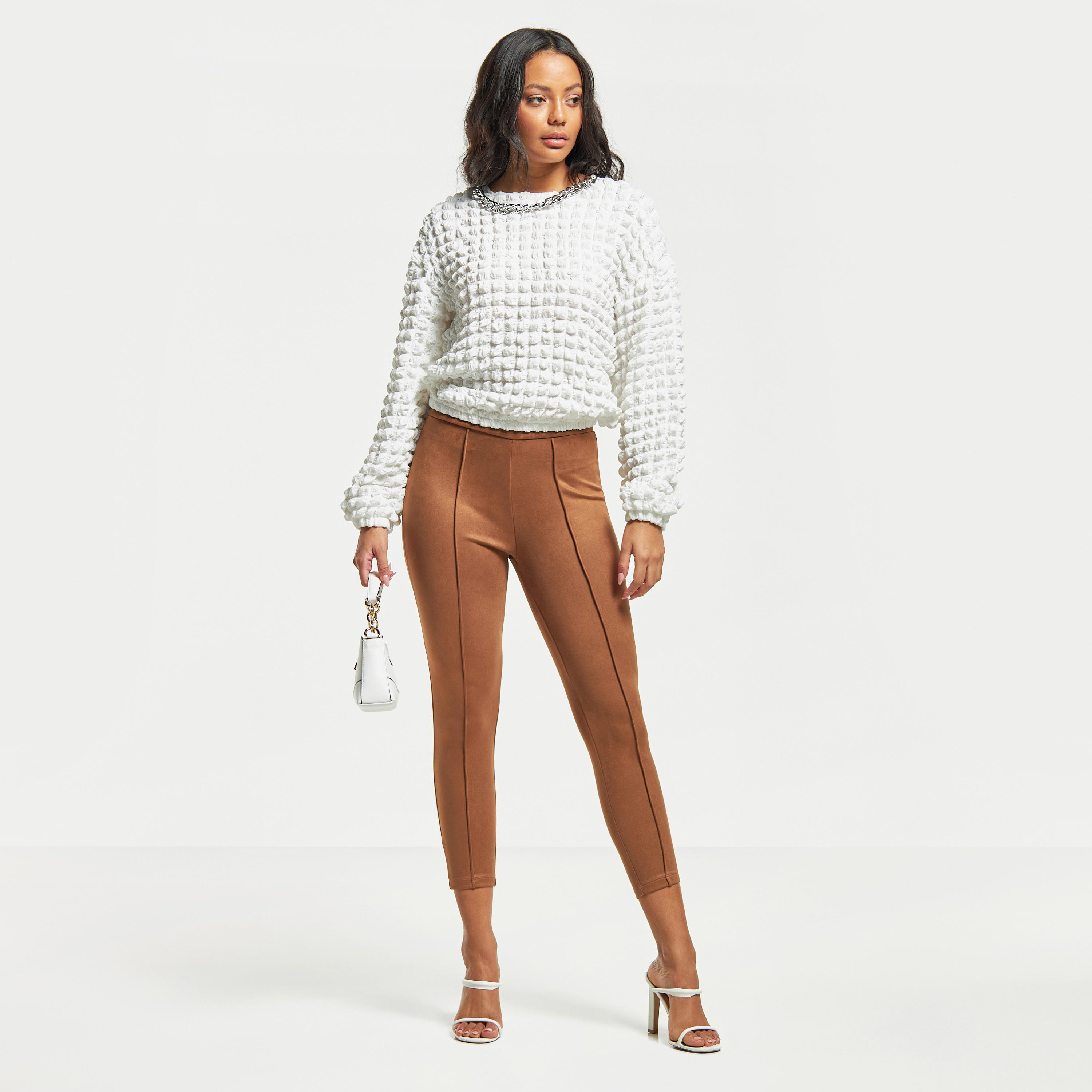 بنطلون تريقنز سويدي سادة بسحّاب إغلاق غير مرئي من توإكستريمز-women-clothing-bottoms-leggings-image-2