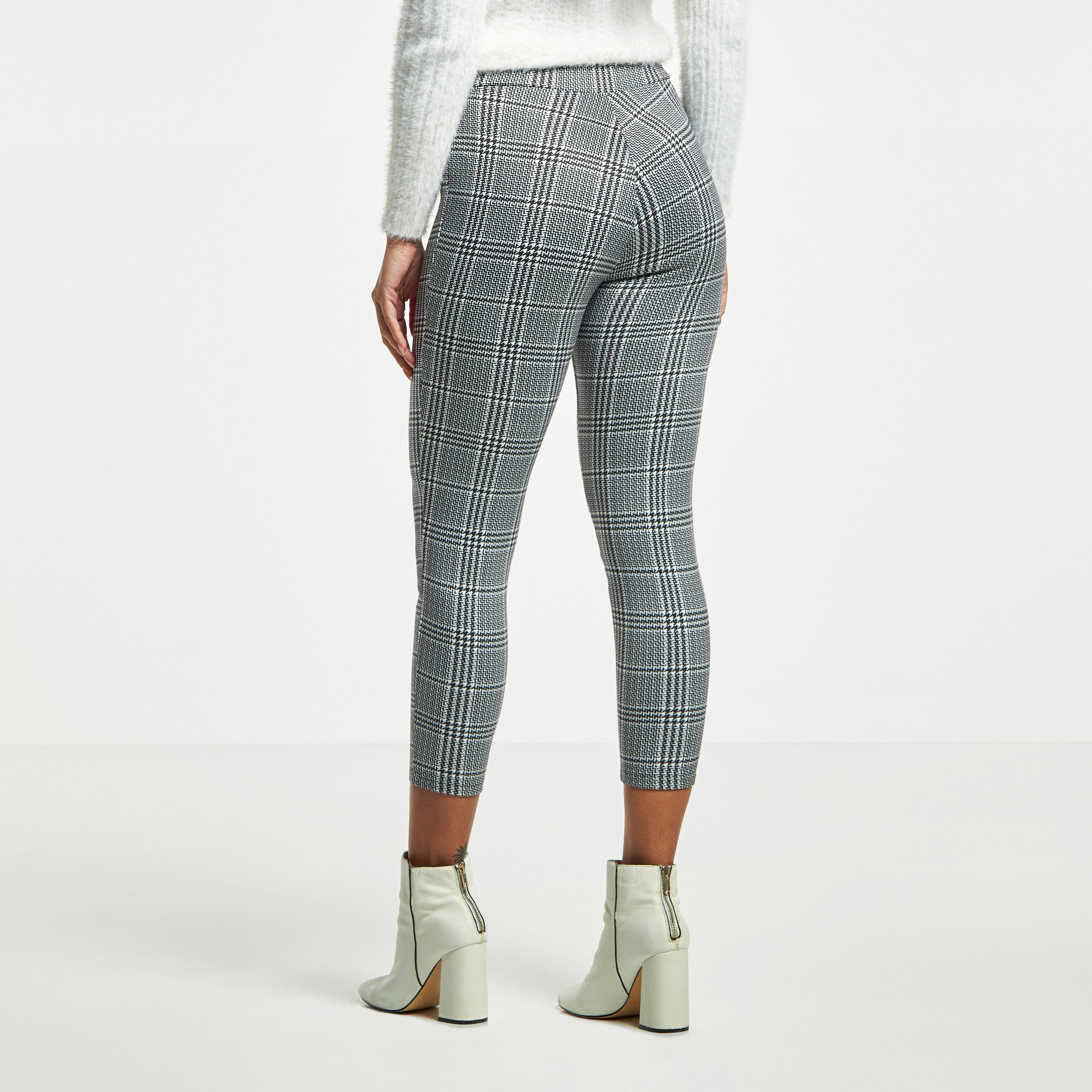 2Xtremz Houndstooth Print Suede Treggings with Invisible Zip Closure-women-clothing-leggings-image-3