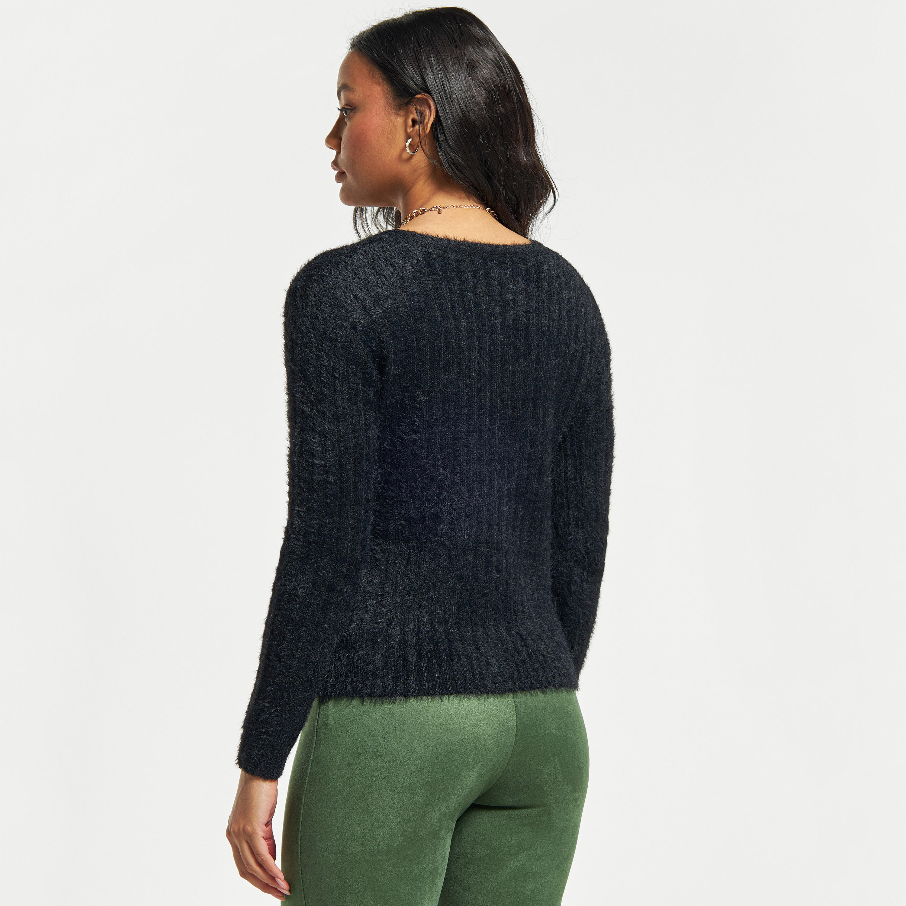 2Xtremz Textured Cardigan with V-neck and Button Closure-women-winterwear-cardigansandjumpers-cardigans-image-3