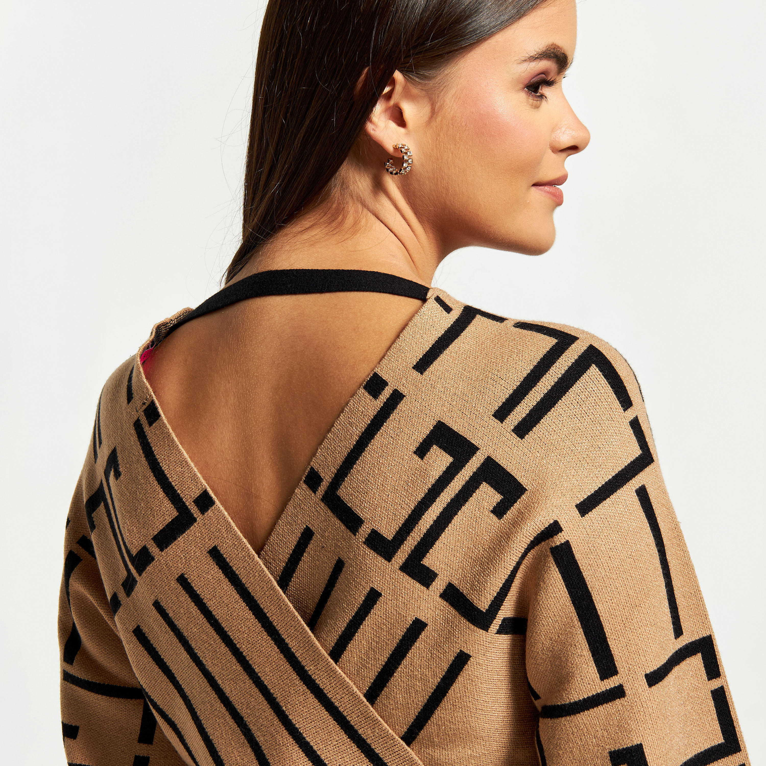 قميص واسع بياقة V وأكمام طويلة وطبعات من توإكستريمز-women-clothing-dresses-image-5