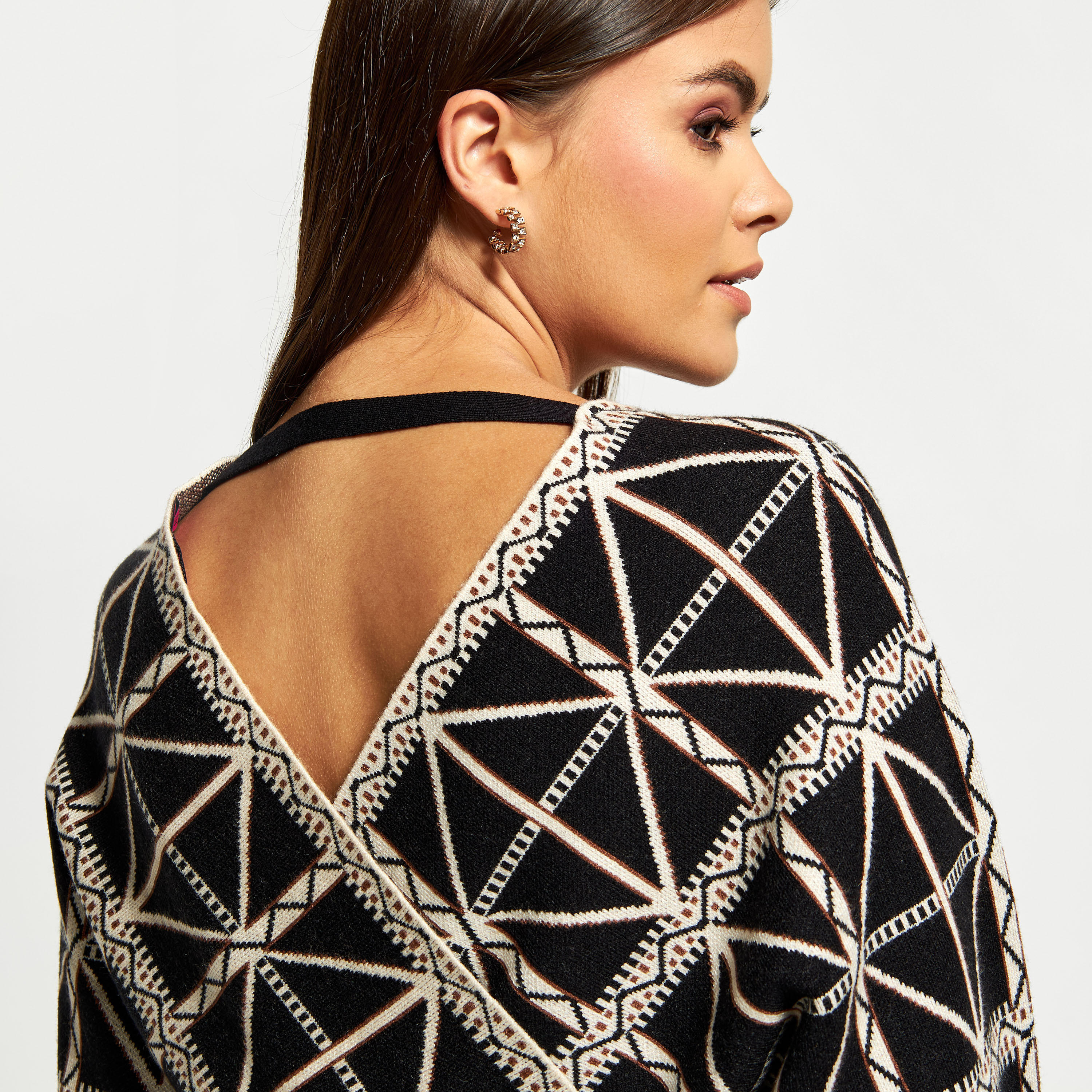 2Xtremz Printed V-neck Shift Dress with Long Sleeves-women-clothing-dresses-image-4