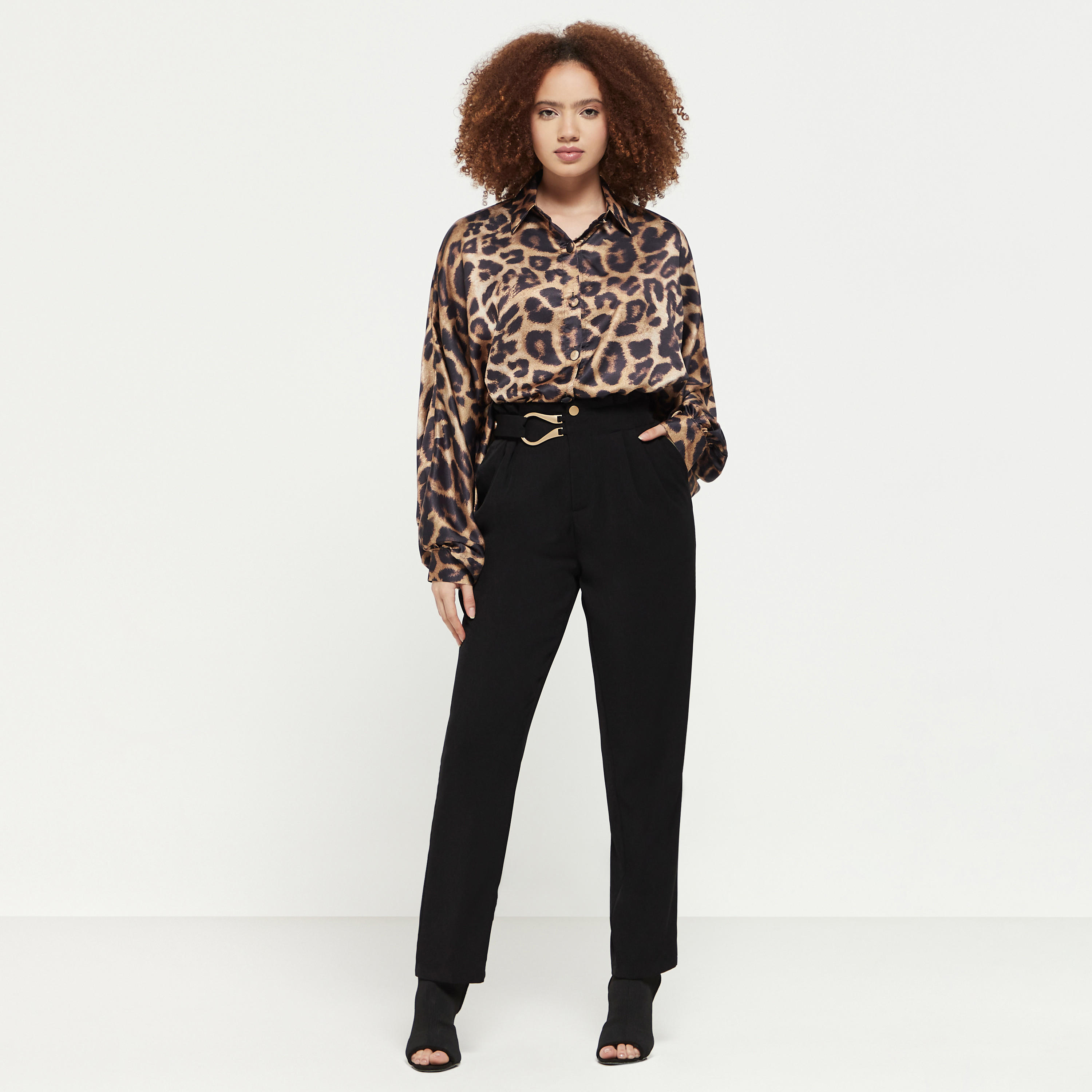 2Xtremz Solid Pant with Button Closure and Buckle Detail-women-clothing-bottoms-trousers-image-2