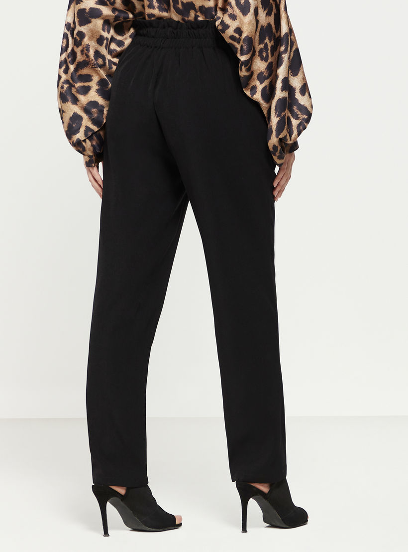 2Xtremz Solid Pant with Button Closure and Buckle Detail-women-clothing-bottoms-trousers-image-3