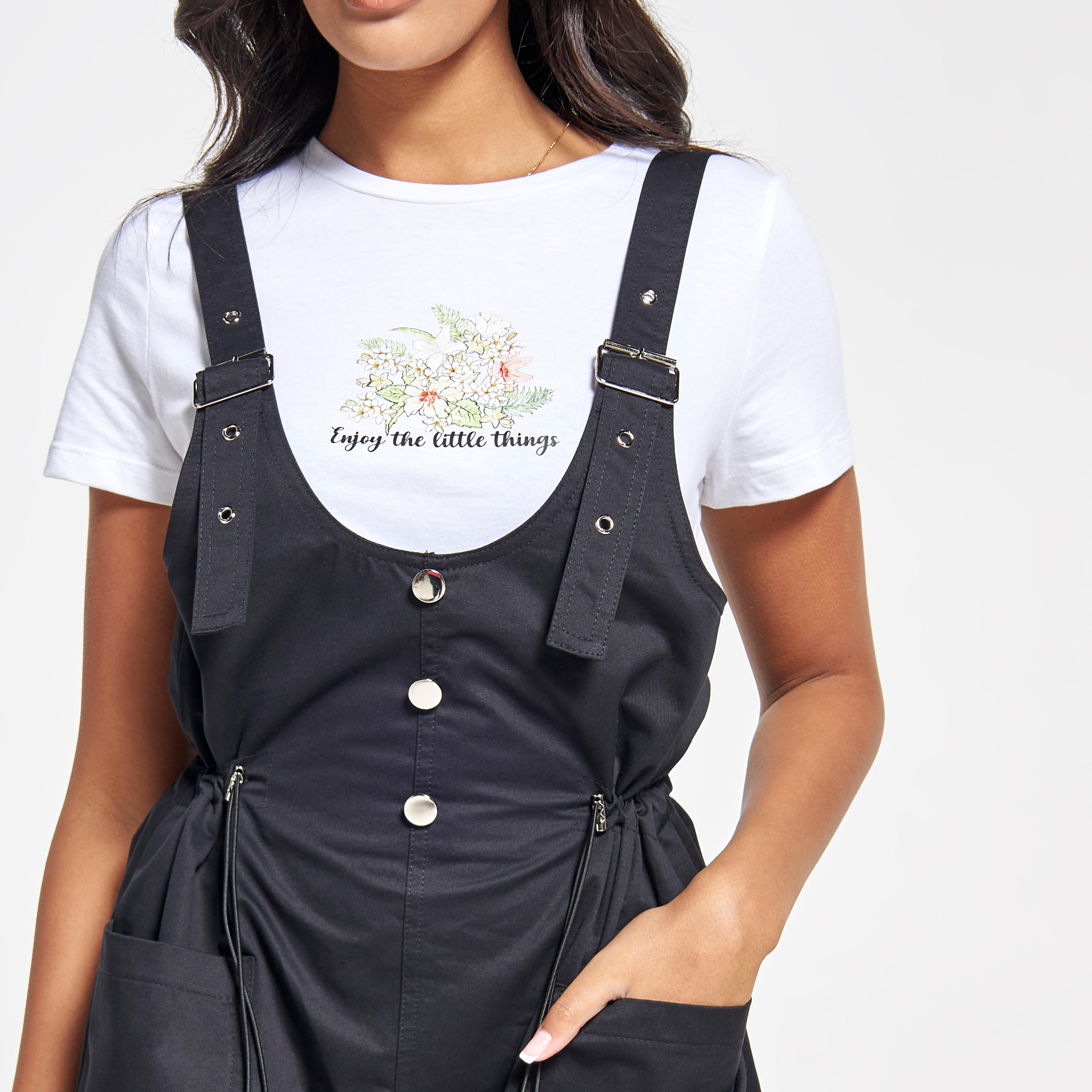 فستان مريلة برباط وأحزمة بإبزيم وجيوب من تو إكستريمز-women-clothing-dresses-image-4