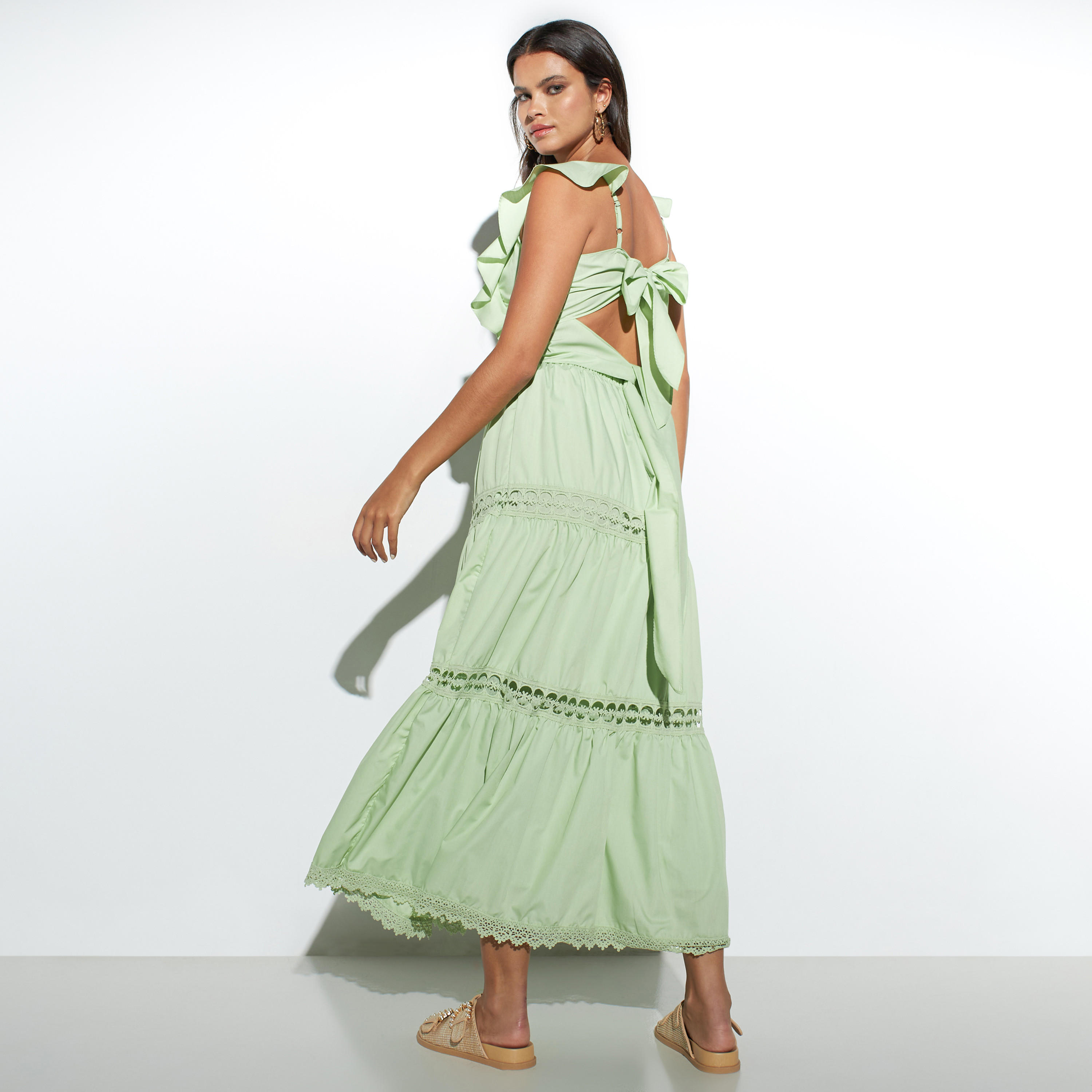 فستان بوبلين دون أكمام برباط فيونكة وتفاصيل دانتيل من تو إكستريمز-women-clothing-dresses-image-9