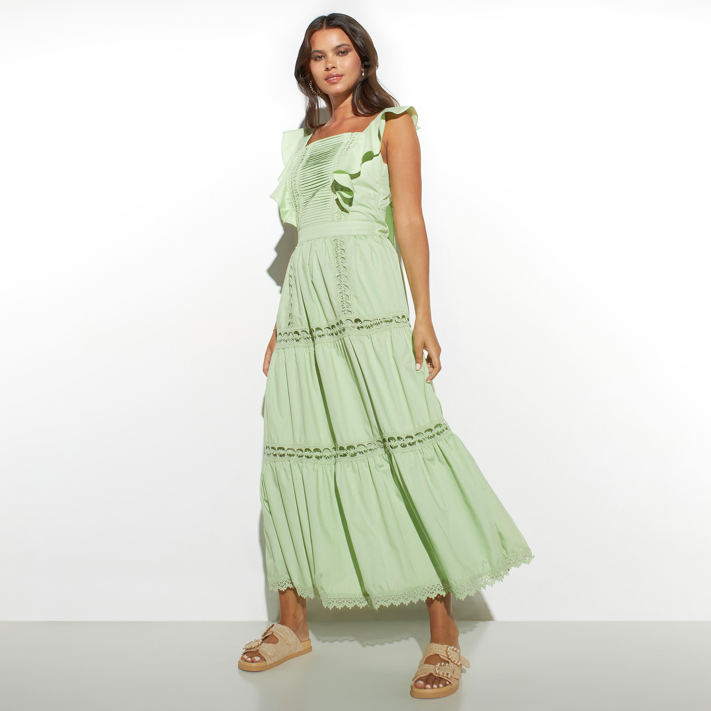 فستان بوبلين دون أكمام برباط فيونكة وتفاصيل دانتيل من تو إكستريمز-women-clothing-dresses-image-10