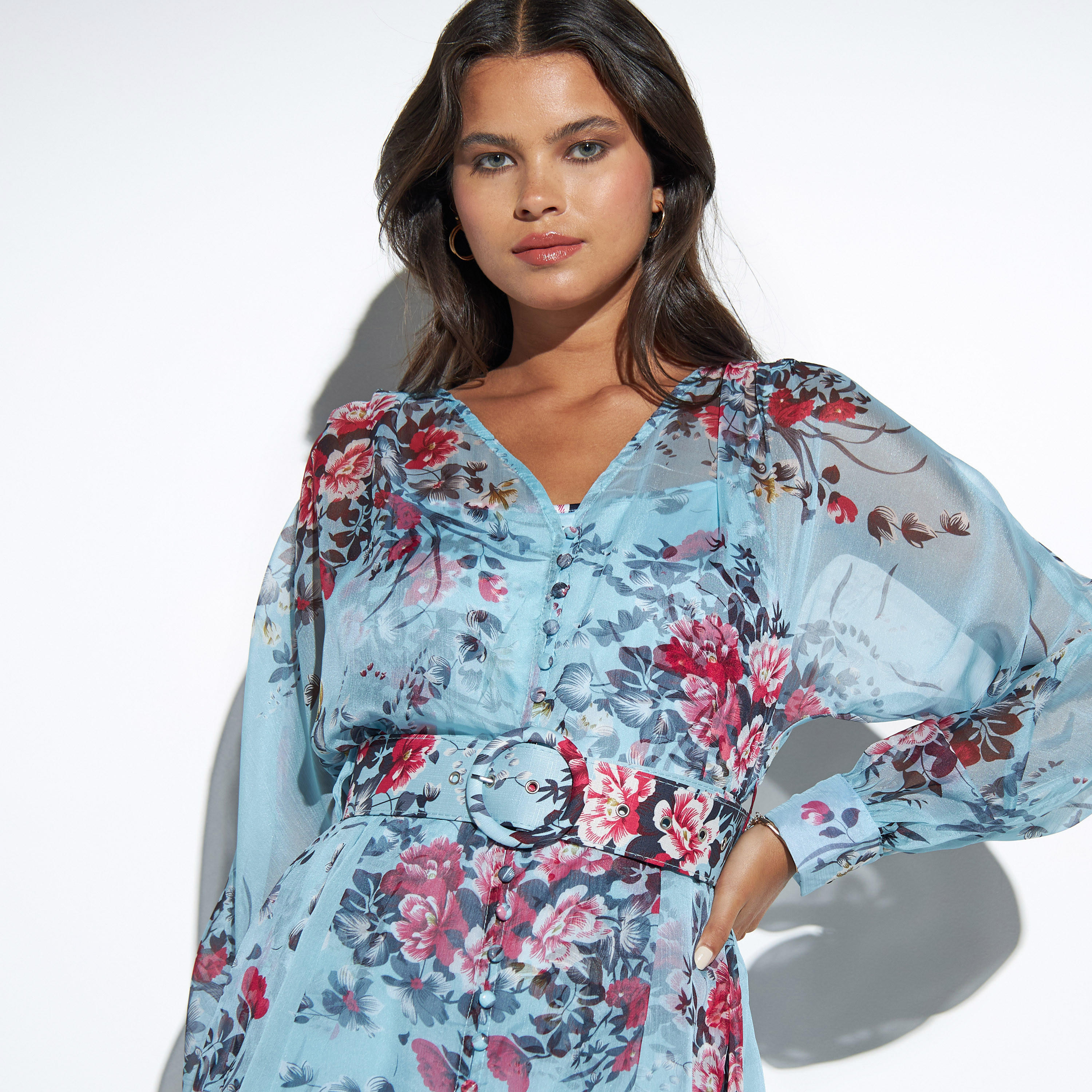 فستان قميص طويل بحزام وطبعات أزهار من تو إكستريمز-women-clothing-dresses-image-3