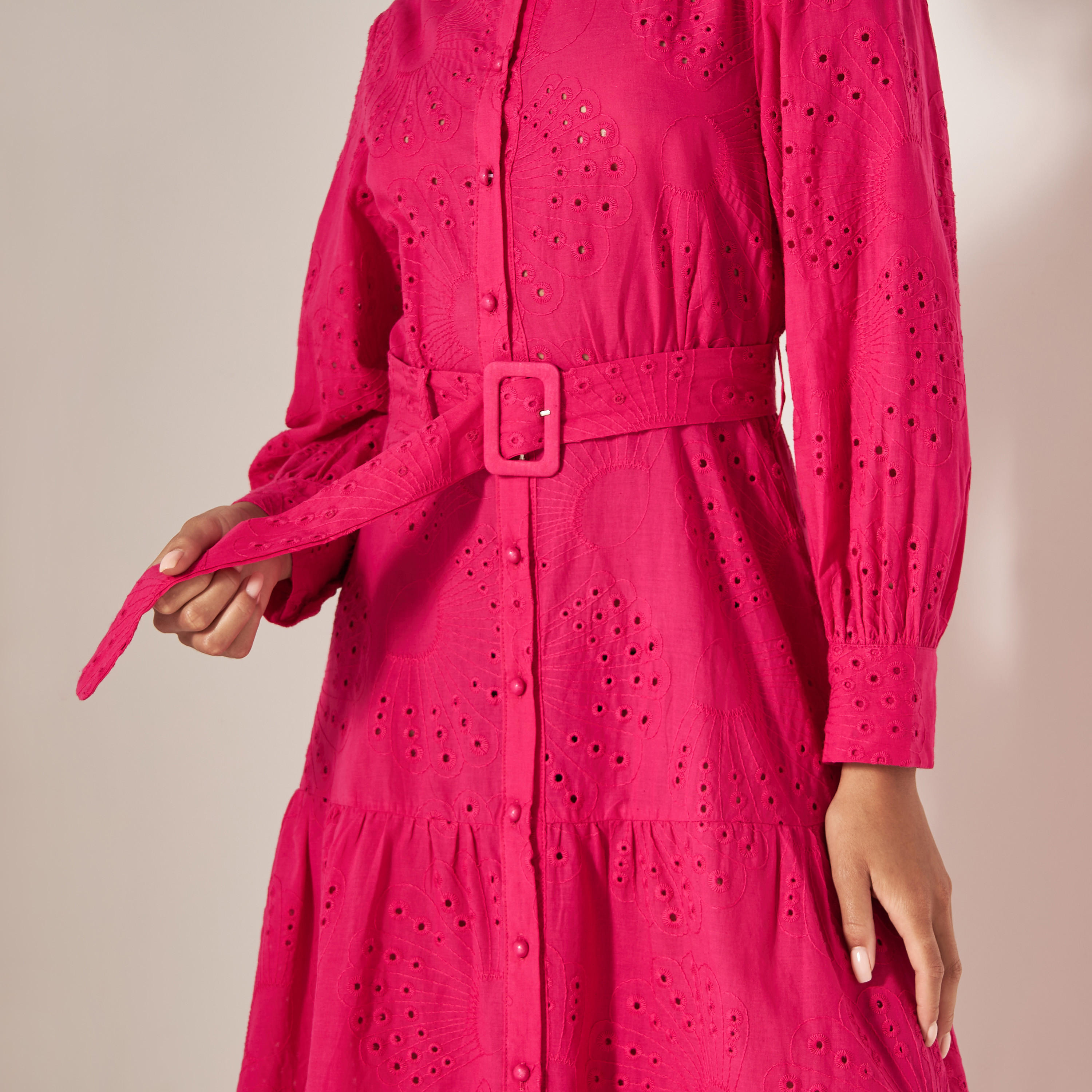 فستان قميص طويل شيفلي بحزام وأكمام طويل من تو إكستريمز-women-clothing-dresses-image-4