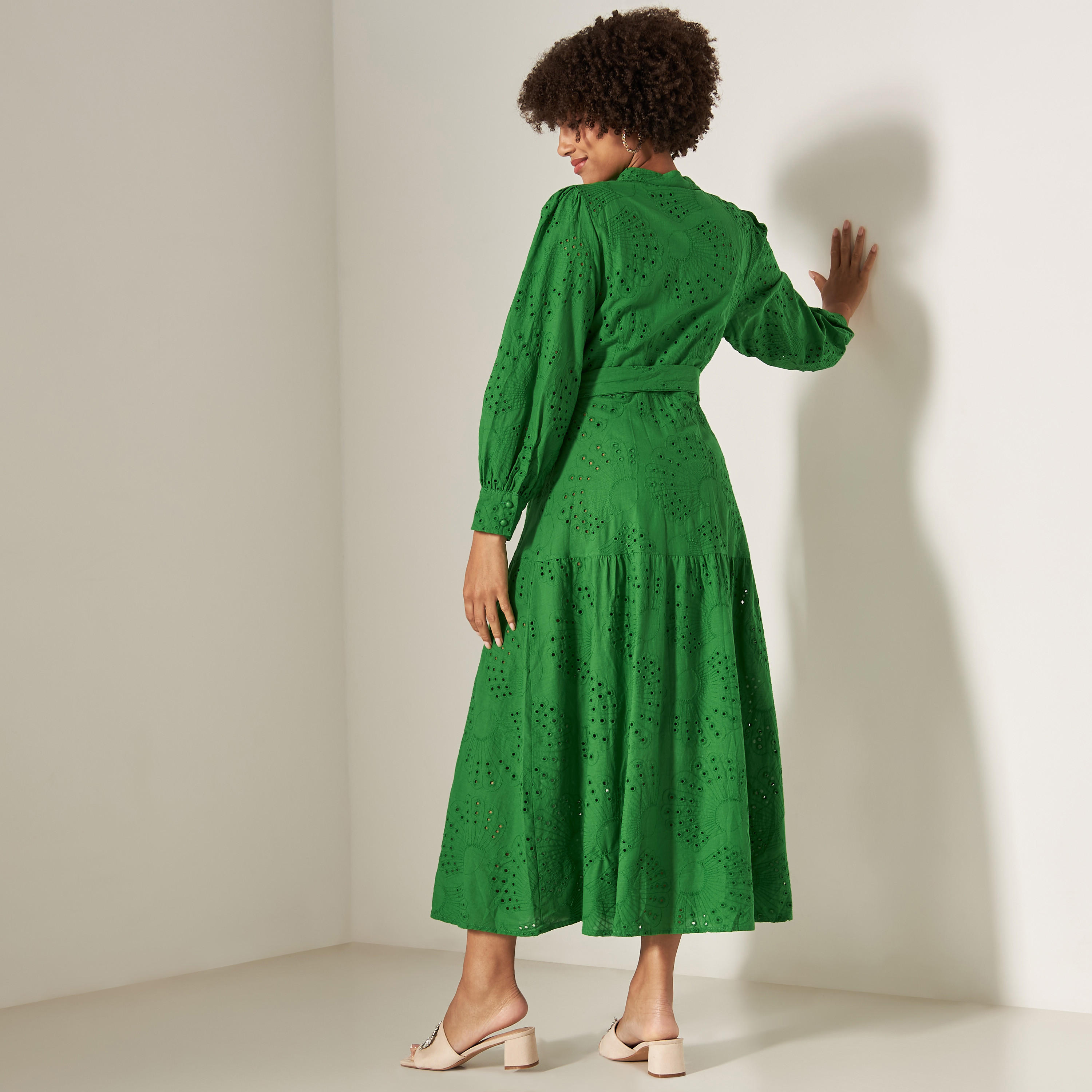 2Xtremz Schiffli Maxi Shirt Dress with Belt and Long Sleeves-women-clothing-dresses-image-11