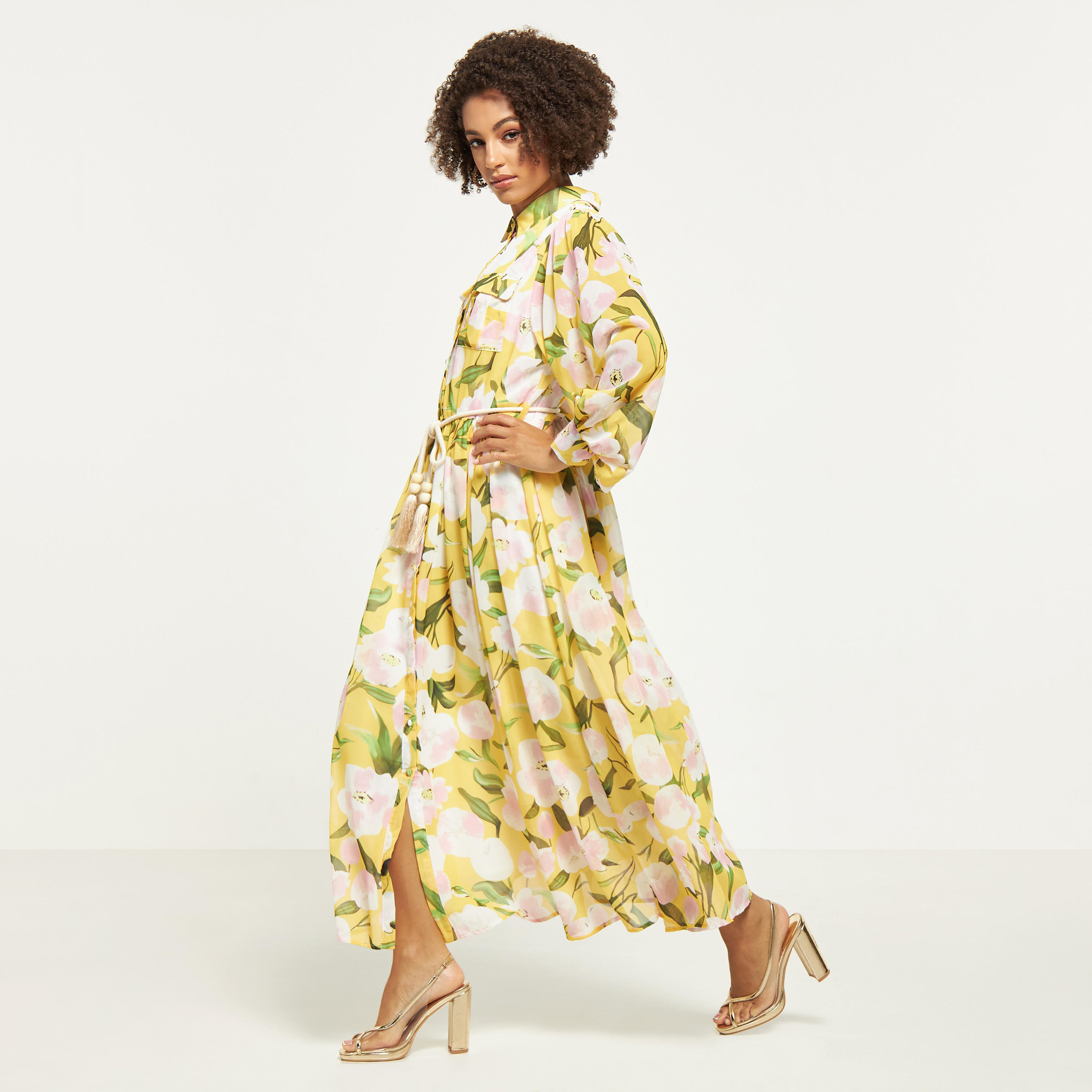 2Xtremz Floral Print Maxi Shirt Dress with Tie-Up Belt and Pockets-women-clothing-dresses-image-5