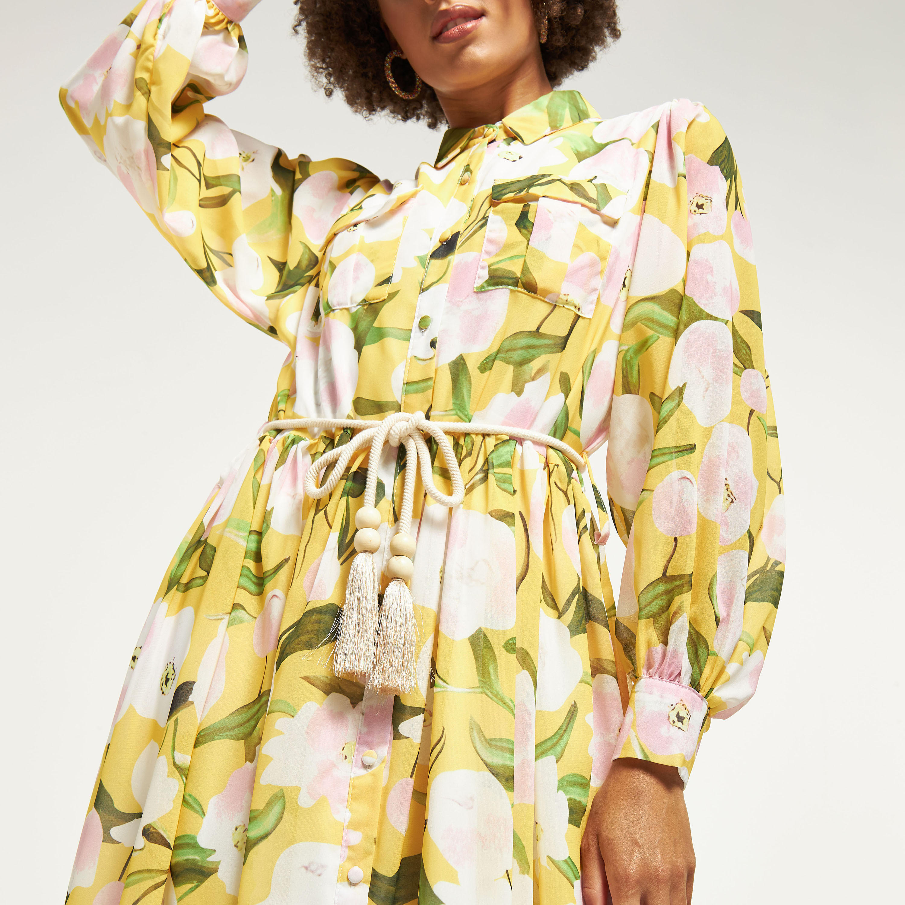 2Xtremz Floral Print Maxi Shirt Dress with Tie-Up Belt and Pockets-women-clothing-dresses-image-8