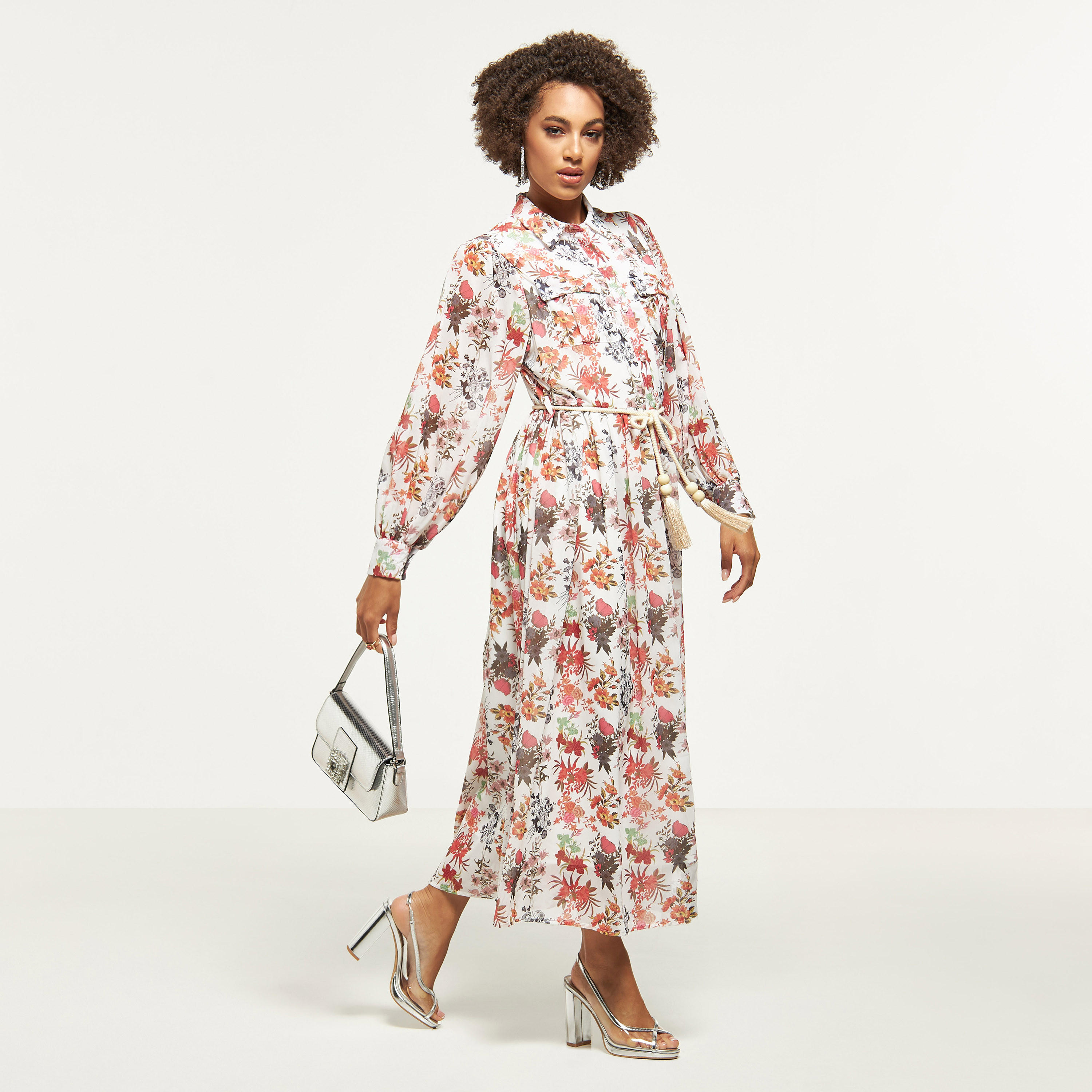 2Xtremz Floral Print Maxi Shirt Dress with Tie-Up Belt and Pockets-women-clothing-dresses-image-2