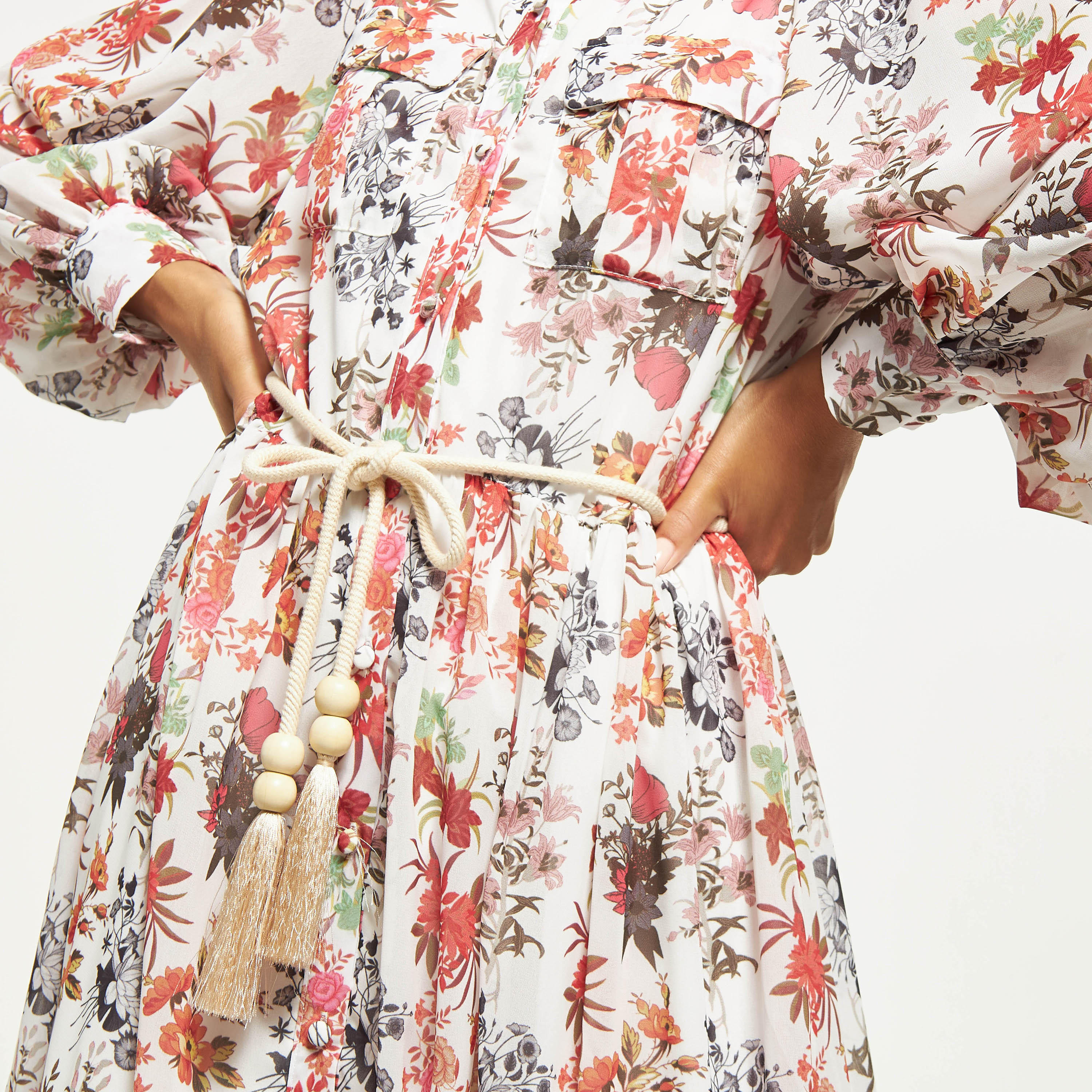 2Xtremz Floral Print Maxi Shirt Dress with Tie-Up Belt and Pockets-women-clothing-dresses-image-4