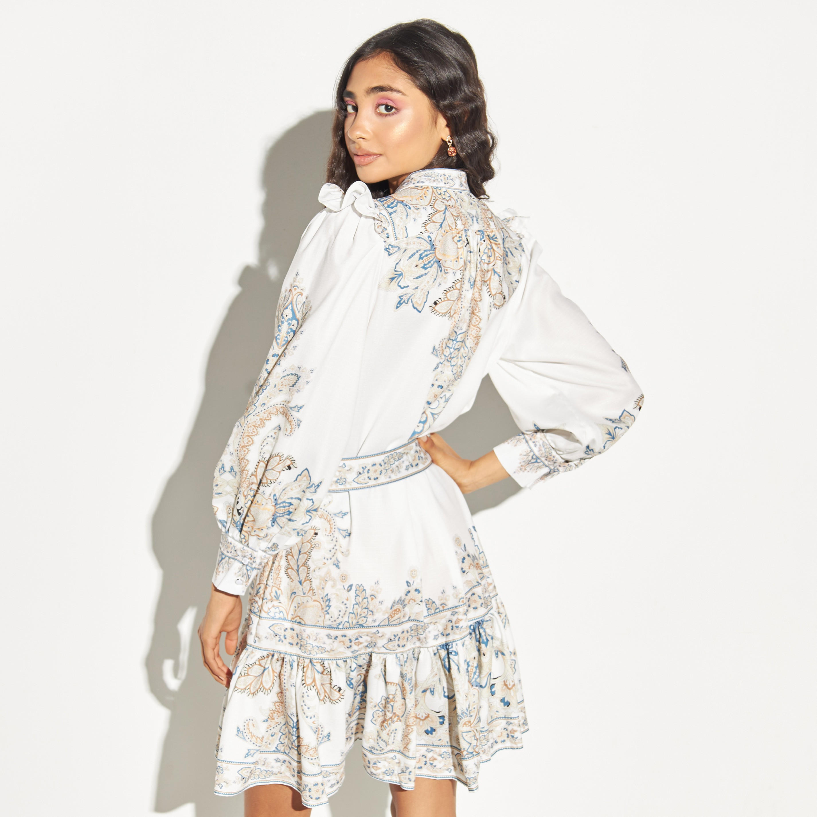 2Xtremz All-Over Print Shirt Dress with Belt and Ruffles-women-clothing-dresses-image-6