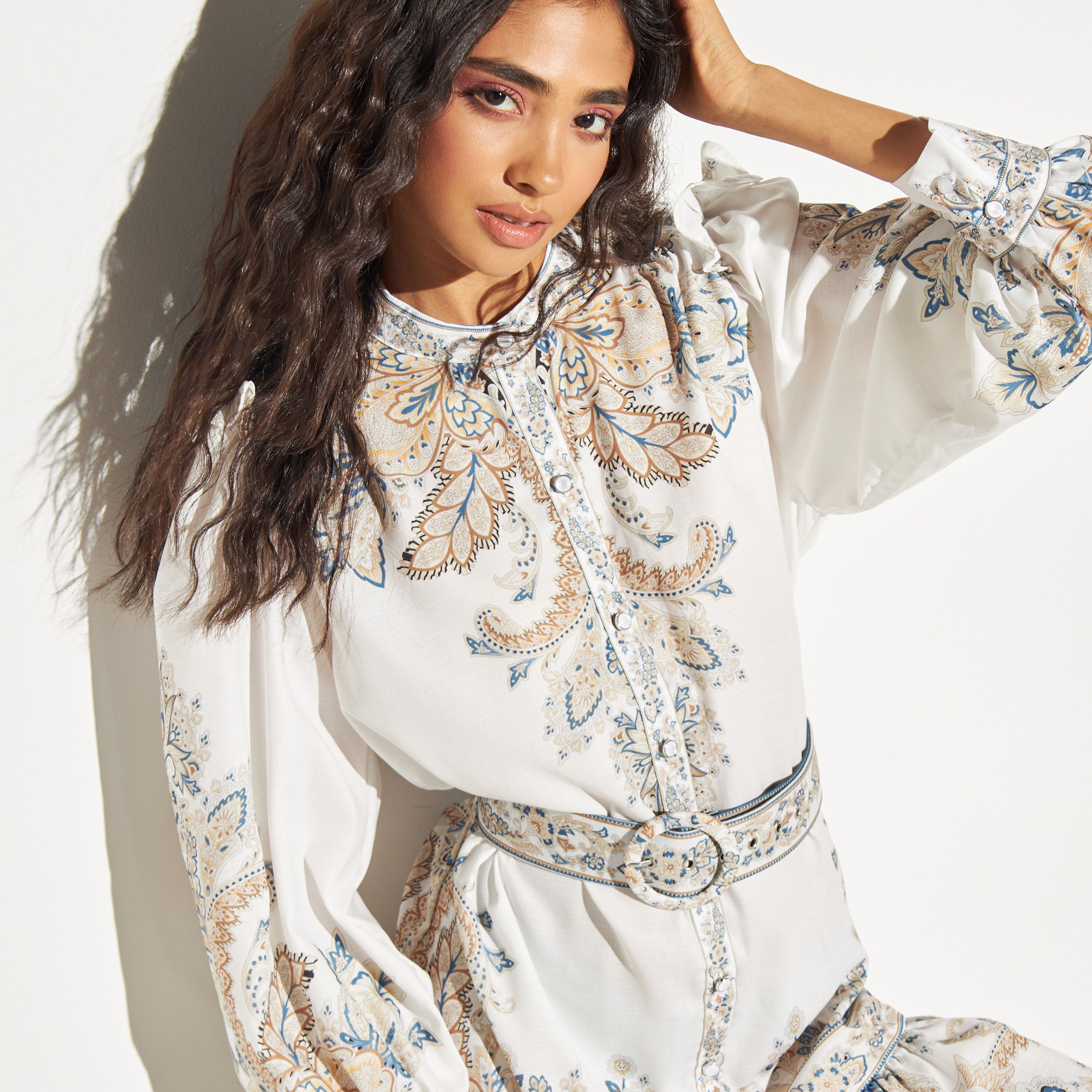 2Xtremz All-Over Print Shirt Dress with Belt and Ruffles-women-clothing-dresses-image-7