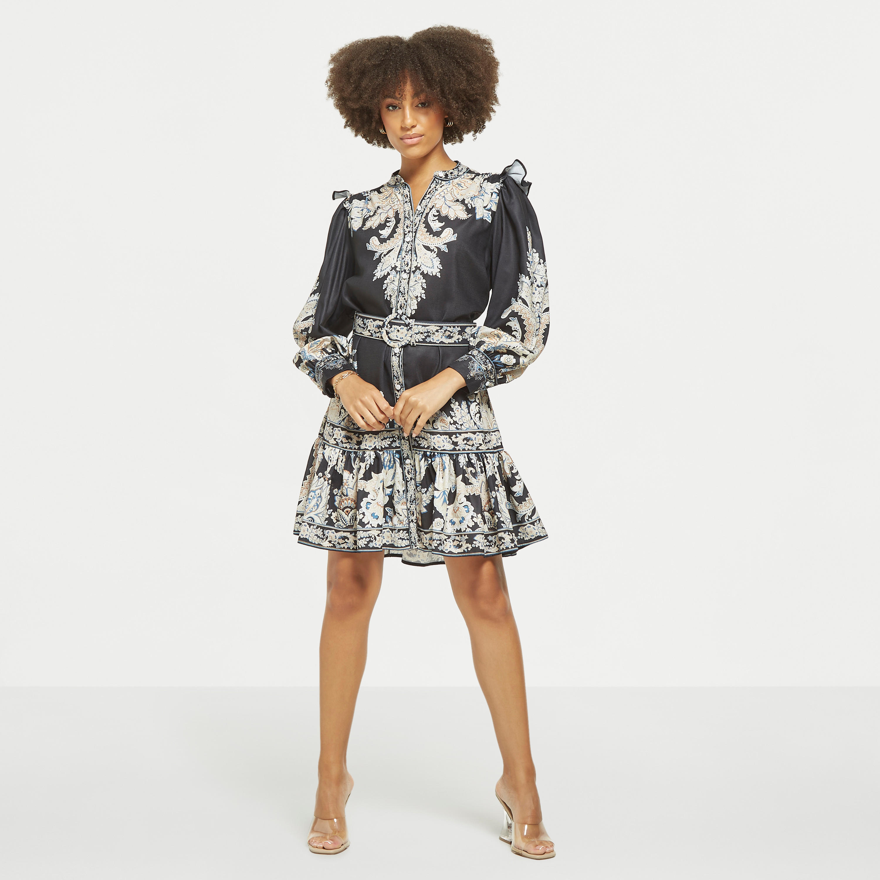 فستان قميص بحزام وكشكش وطبعات من تو إكستريمز-women-clothing-dresses-image-2