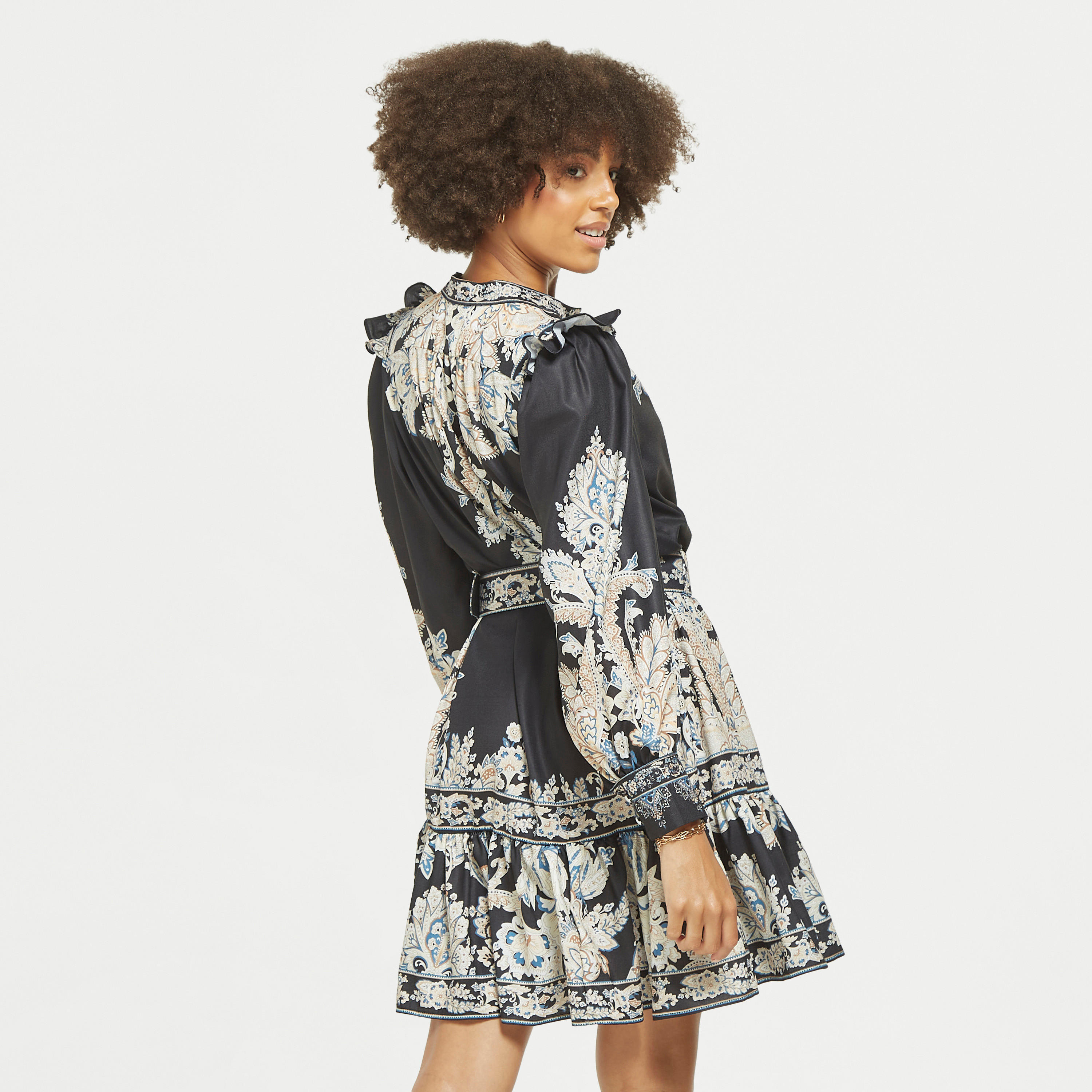 2Xtremz All-Over Print Shirt Dress with Belt and Ruffles-women-clothing-dresses-image-3