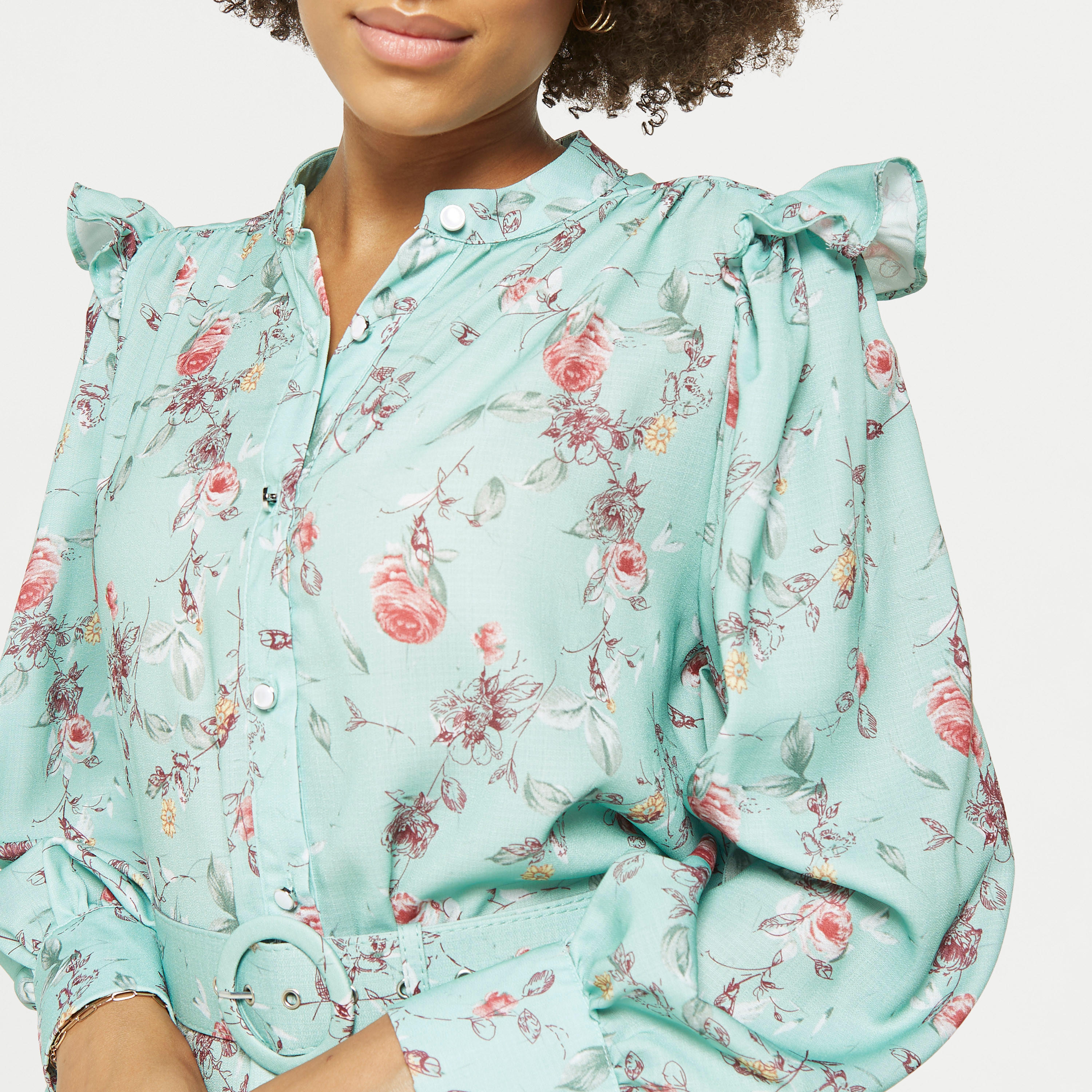 فستان قميص بحزام وكشكش وطبعات أزهار من تو إكستريمز-women-clothing-dresses-image-8