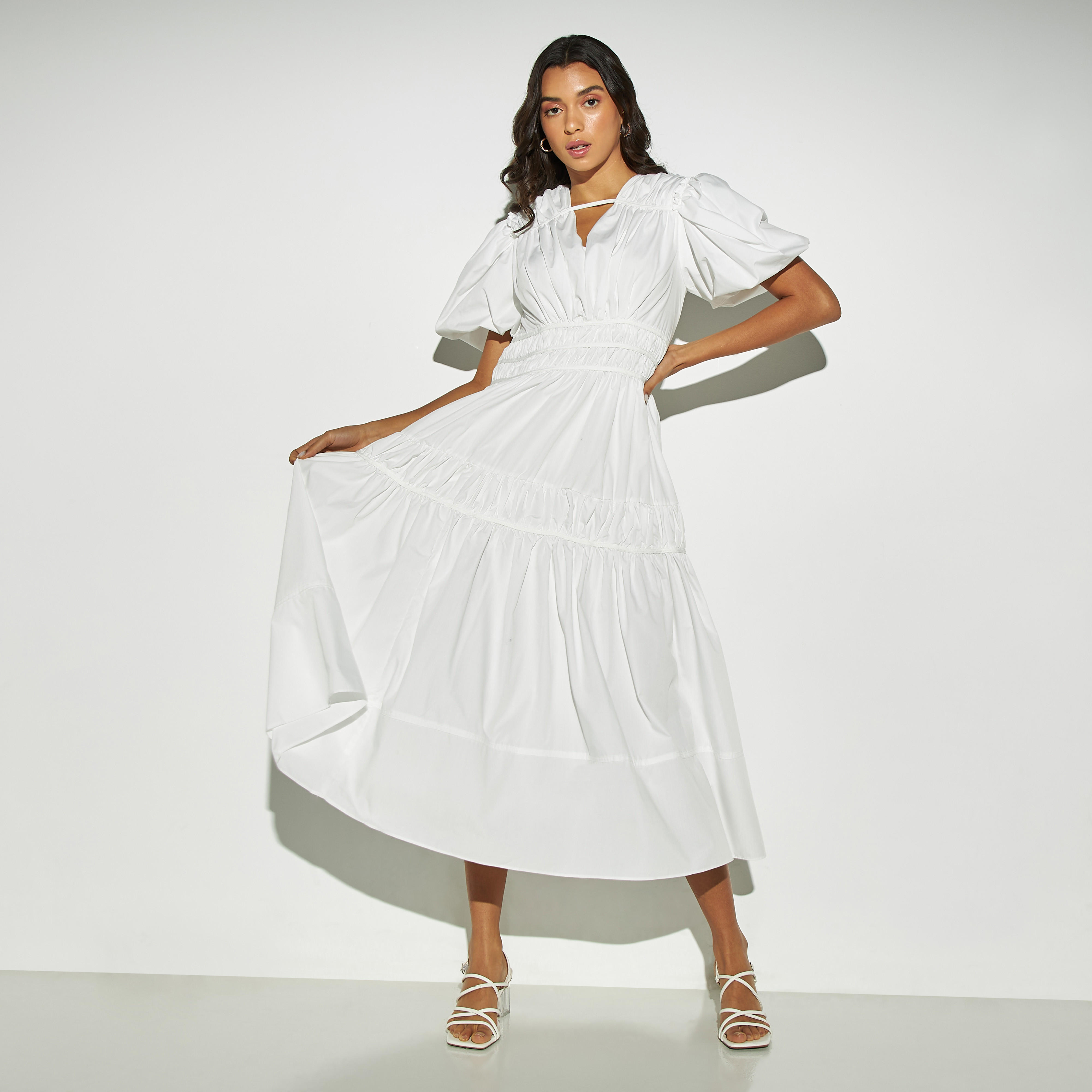 فستان سادة بأكمام منفوخة من تو إكستريمز-women-clothing-dresses-image-1