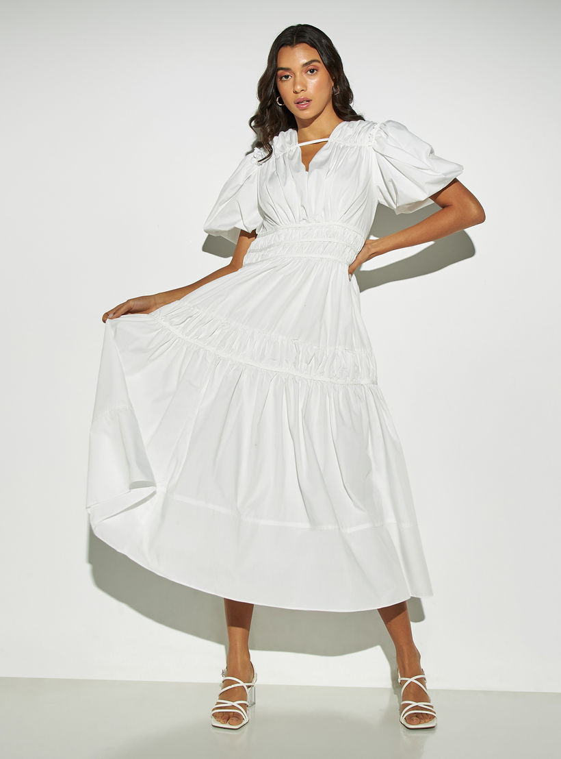فستان سادة بأكمام منفوخة من تو إكستريمز-women-clothing-dresses-image-1