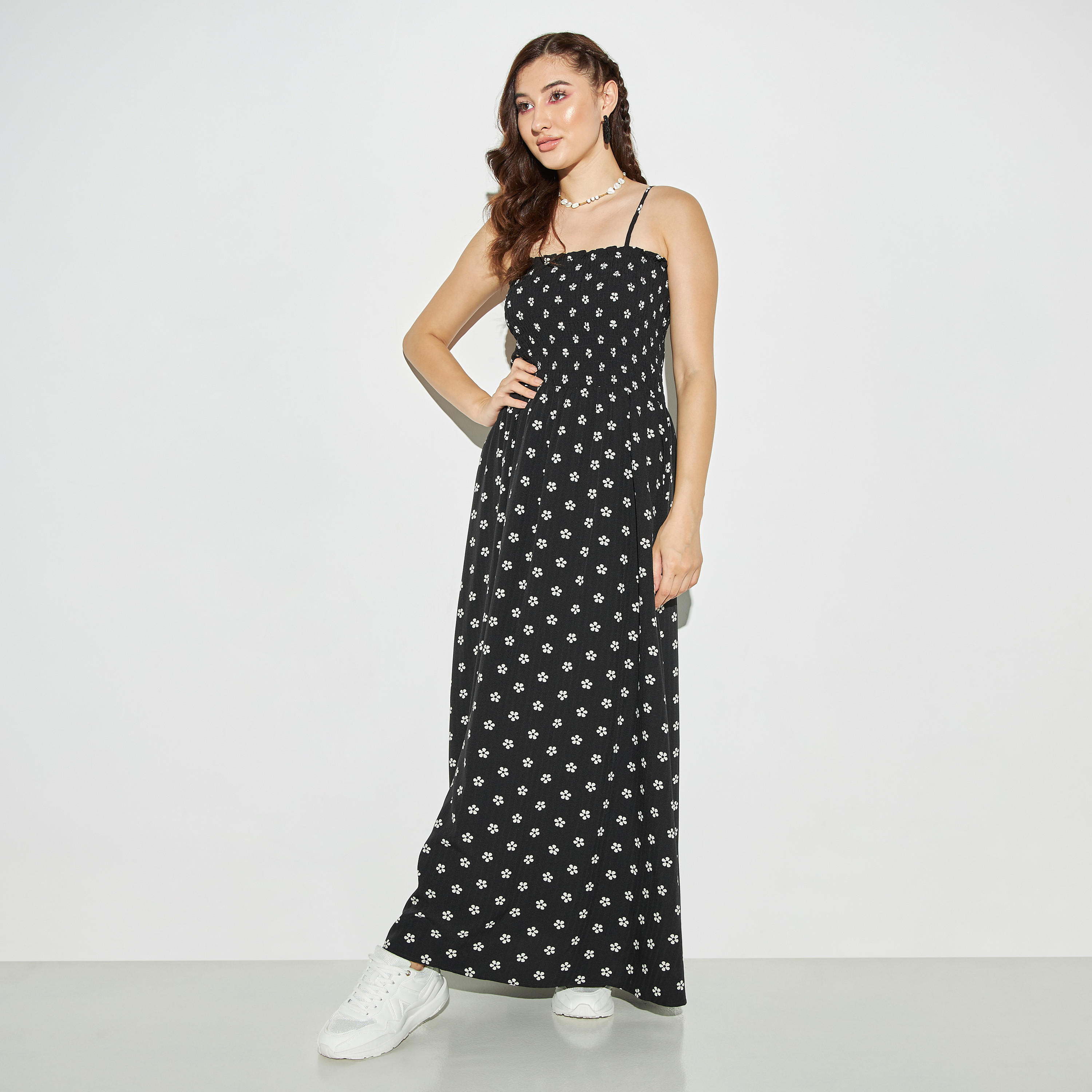 فستان إيه لاين بطبعات أزهار وكشكش وحزام من تو إكستريمز-women-clothing-dresses-image-1