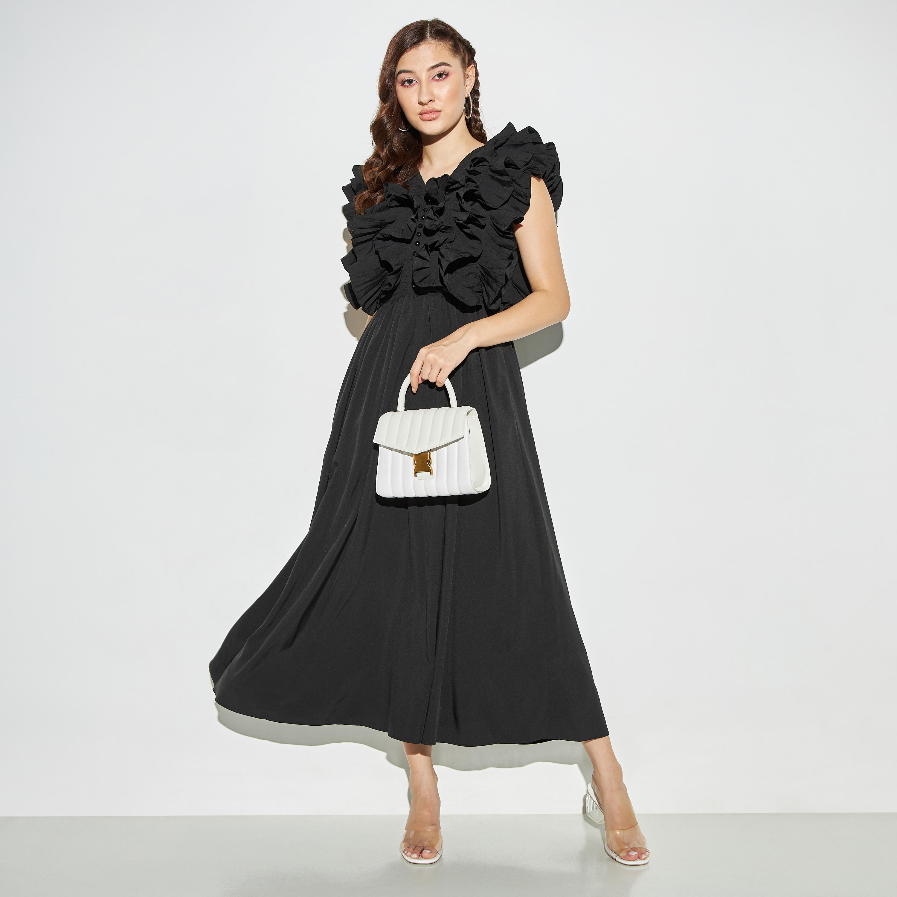فستان سادة مع كشكش وأزرار من تو إكستريمز-women-clothing-dresses-image-2