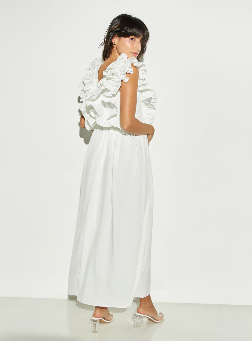 فستان طويل دون أكمام بياقة v وكشكش من تو إكستريمز-women-clothing-dresses-image-3