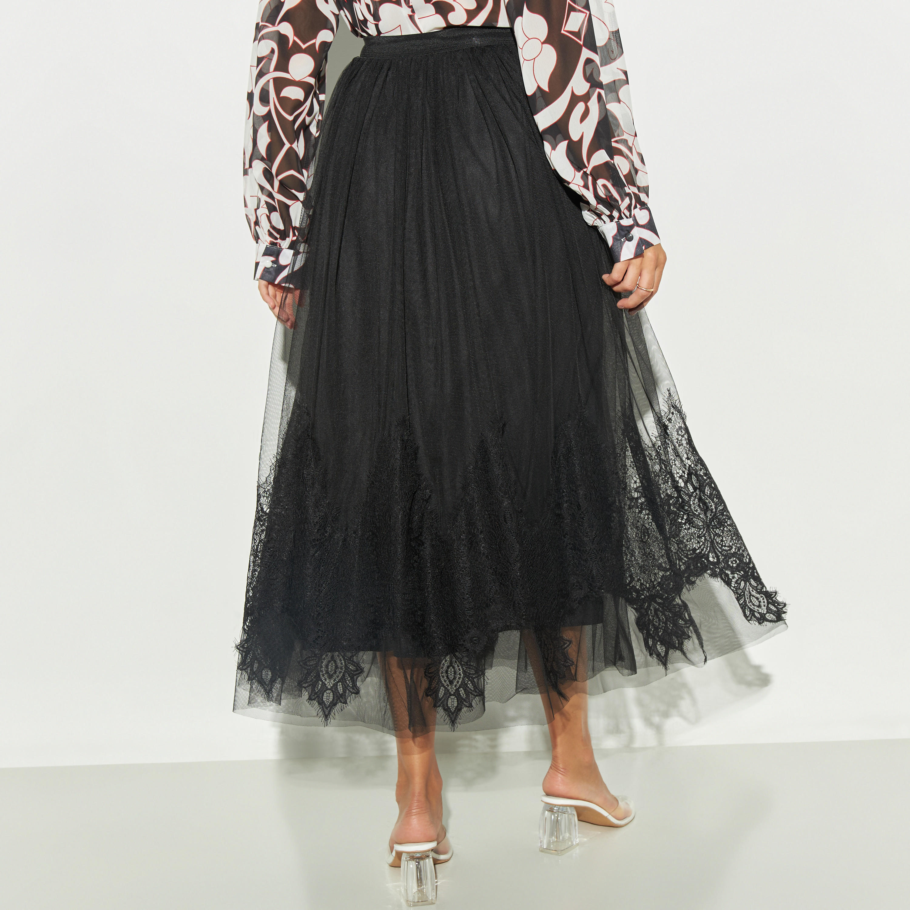 تنورة إيه لاين دانتيل بخصر مطّاطي من تو إكستريمز-women-clothing-bottoms-skirts-image-3