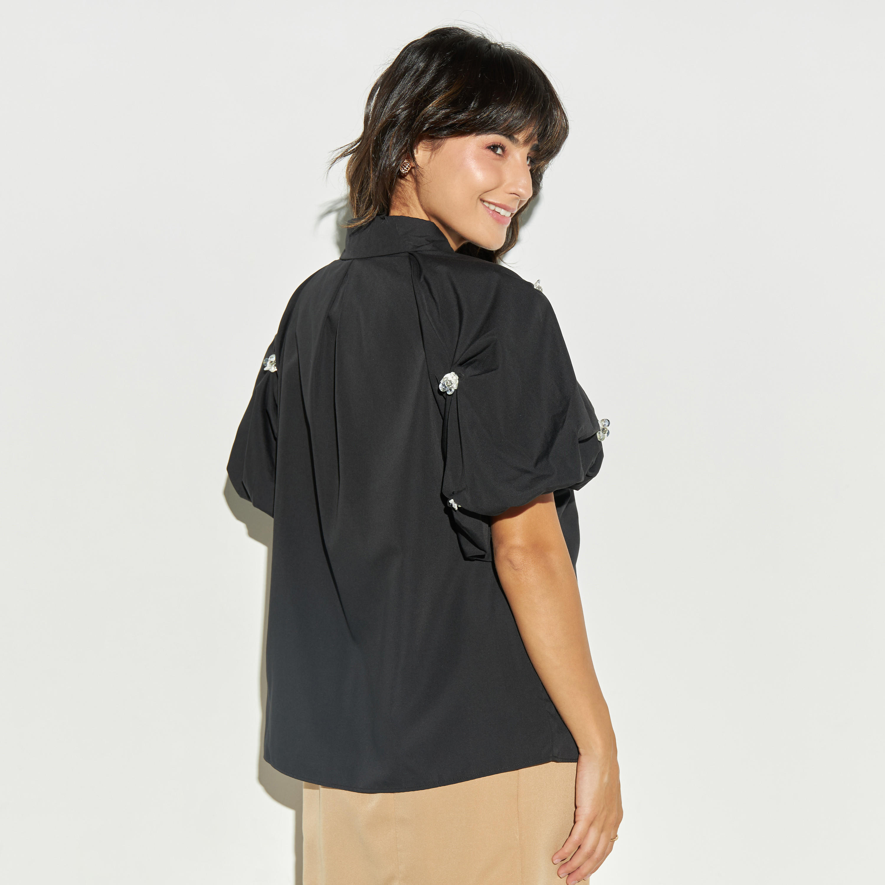قميص مزخرف بأكمام منفوخة من تو إكستريمز-women-clothing-shirtsandblouses-shirts-image-3