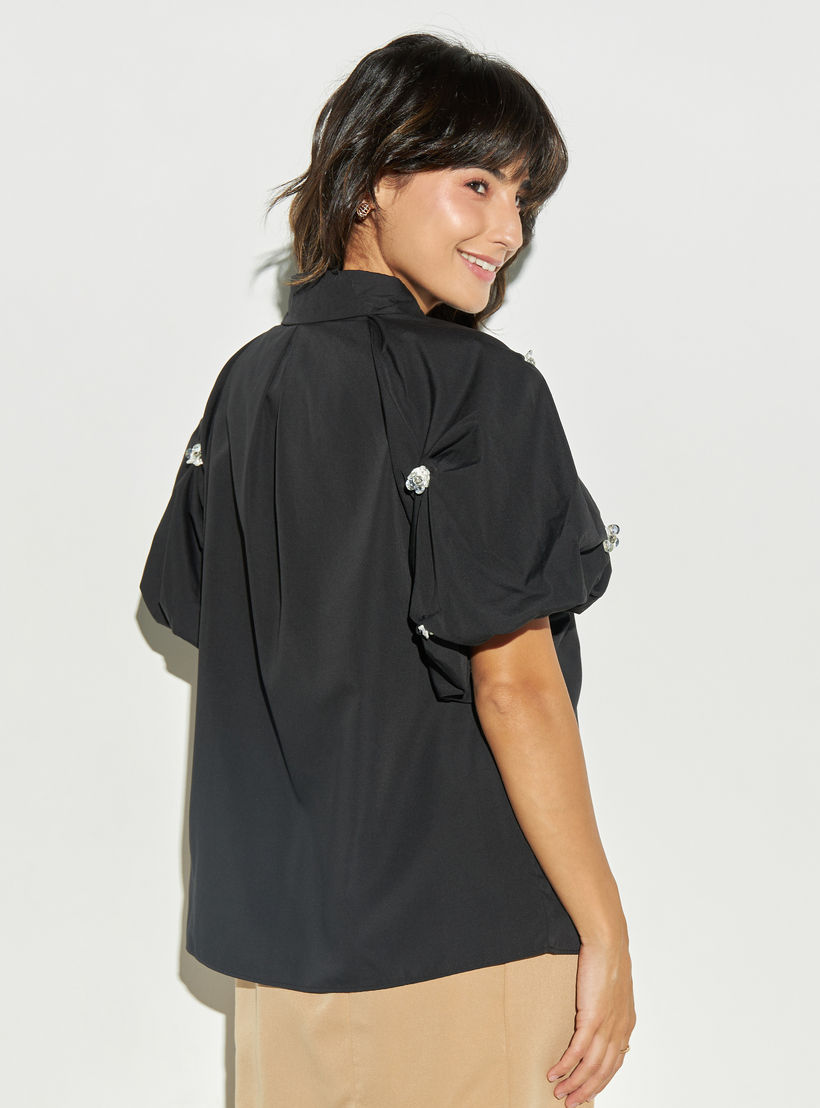 قميص مزخرف بأكمام منفوخة من تو إكستريمز-women-clothing-shirtsandblouses-shirts-image-3