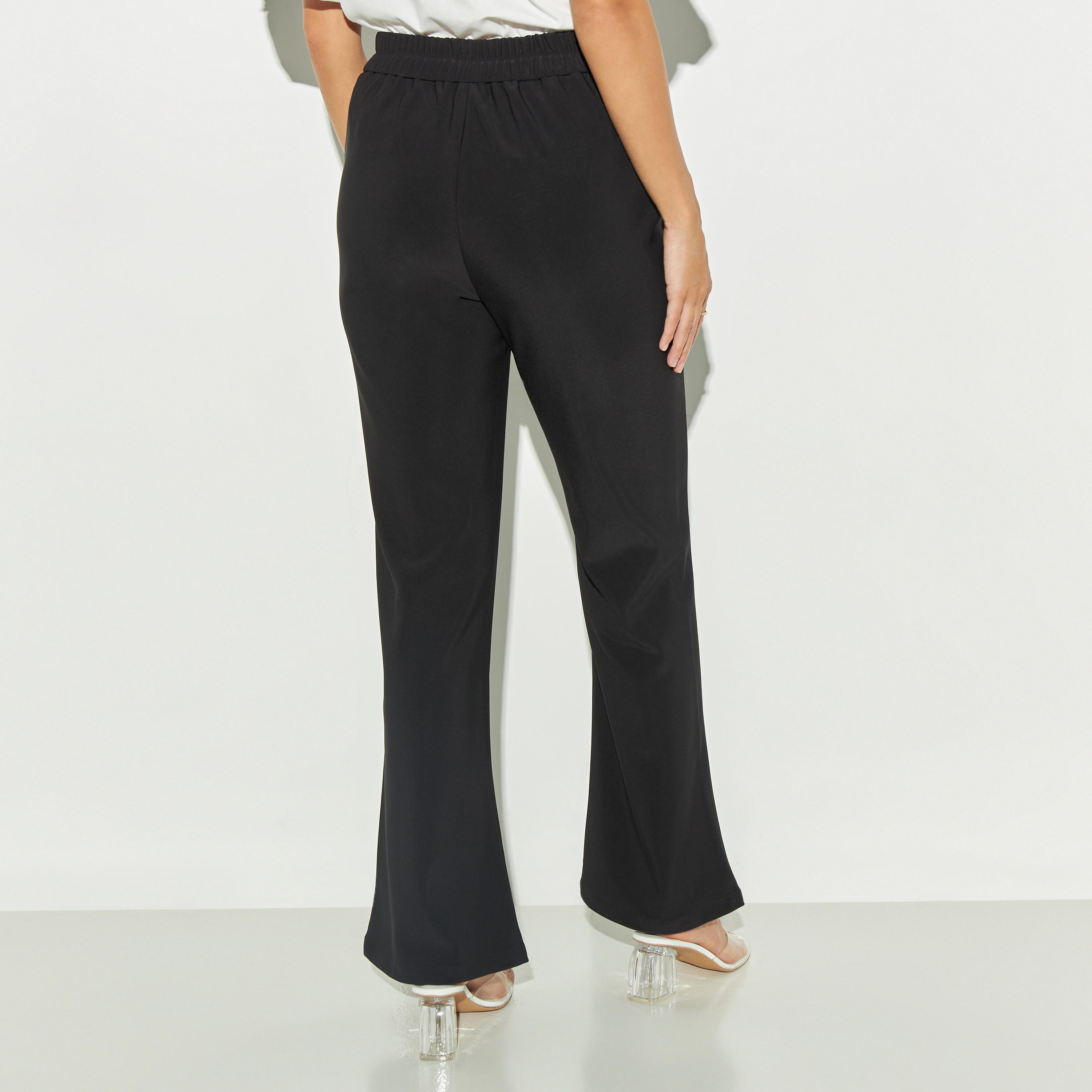 بنطلون واسع سادة بزر إغلاق وفتحات من تو إكستريمز-women-clothing-bottoms-trousers-image-3