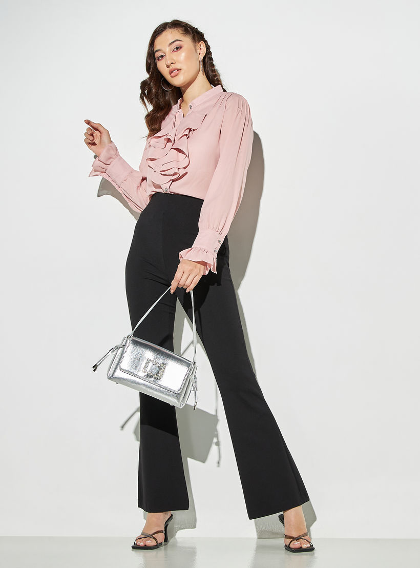 بلوزة بطبعات وياقة ماندارين وأكمام طويلة من تو إكستريمز-women-clothing-shirtsandblouses-blouses-image-2