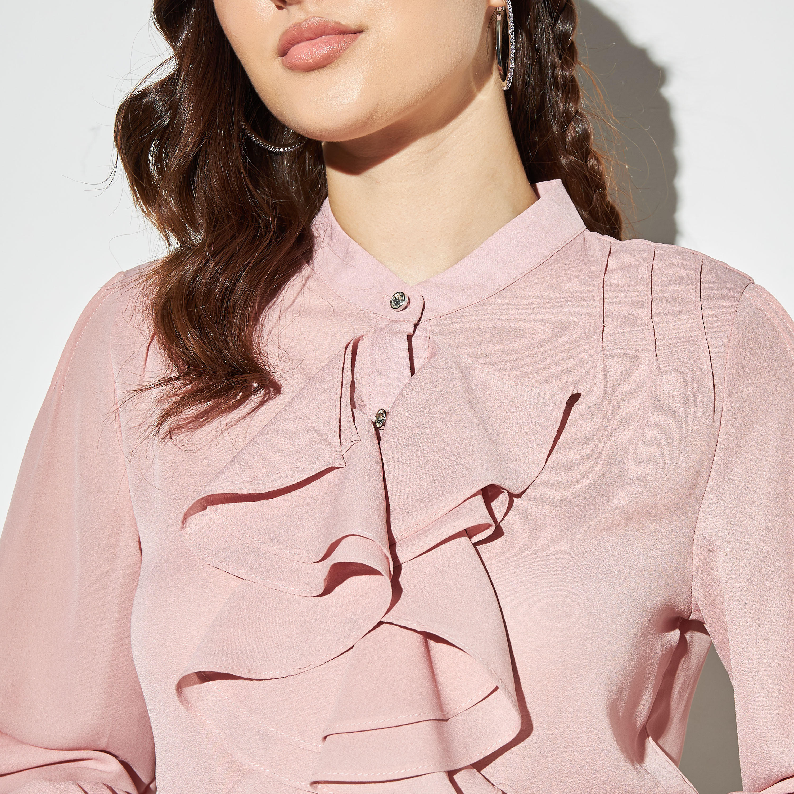 بلوزة بطبعات وياقة ماندارين وأكمام طويلة من تو إكستريمز-women-clothing-shirtsandblouses-blouses-image-4