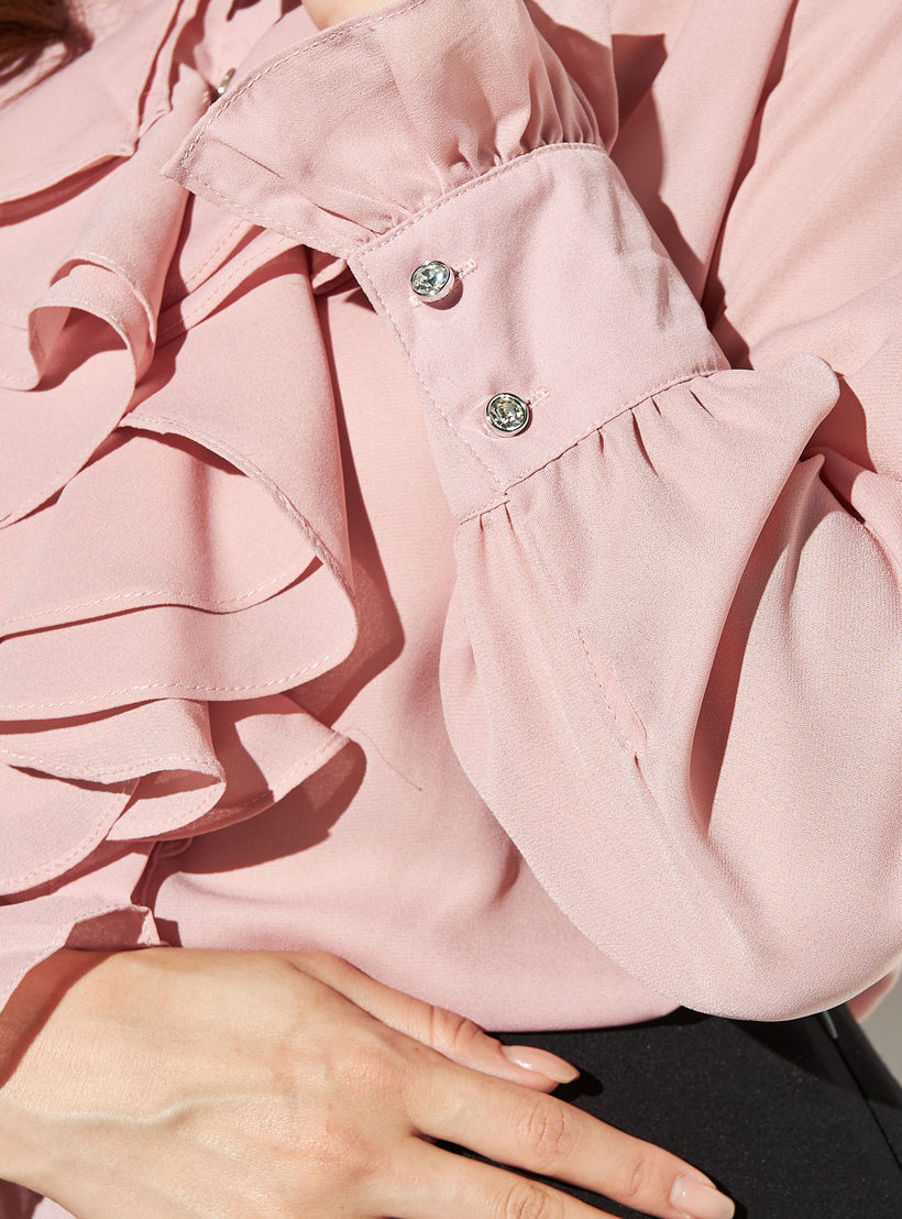 بلوزة بطبعات وياقة ماندارين وأكمام طويلة من تو إكستريمز-women-clothing-shirtsandblouses-blouses-image-5