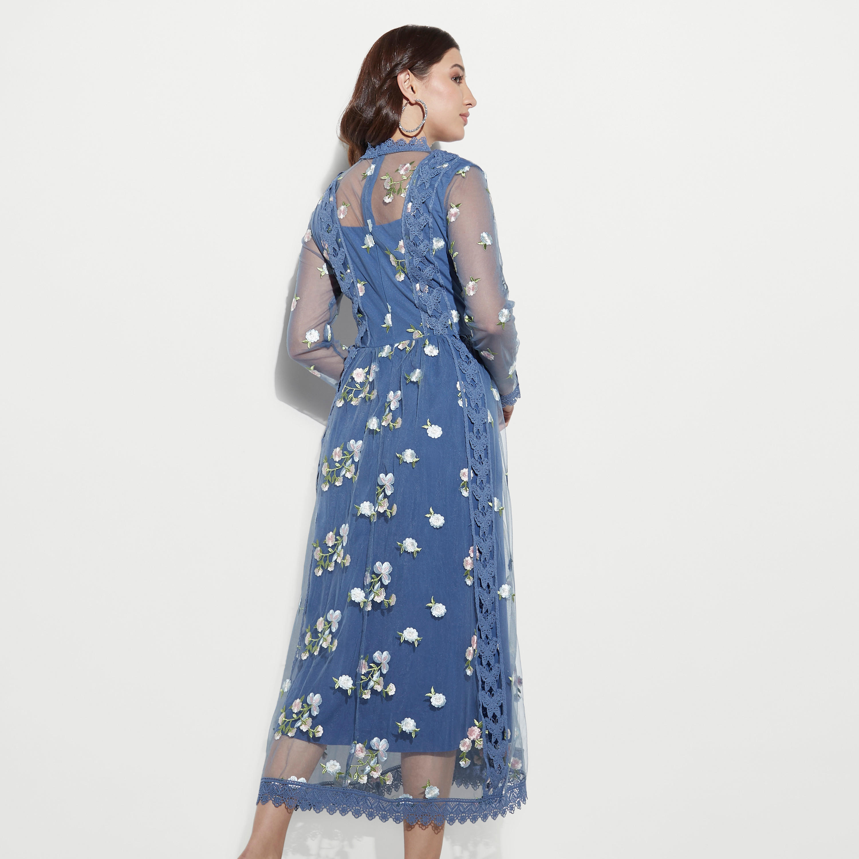 2Xtremz All-Over Embroidered Midi A-line Dress with Lace Detail-women-clothing-dresses-image-3