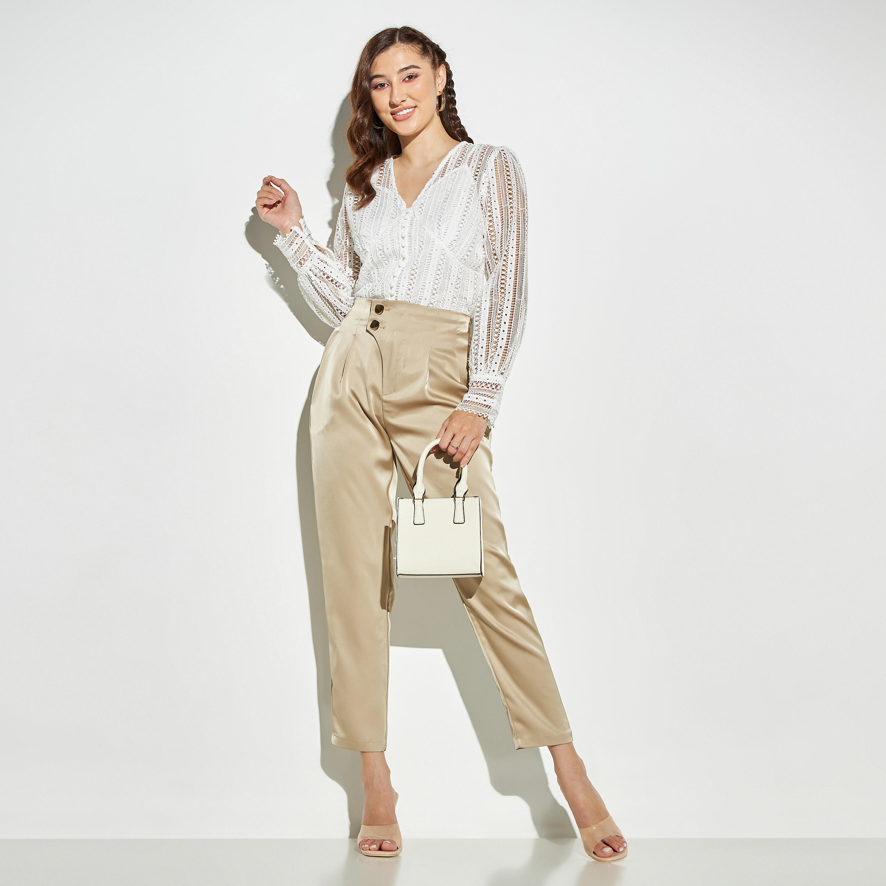 بنطلون ساتان بخصر نصف مطّاطي تو إكستريمز-women-clothing-bottoms-trousers-image-2