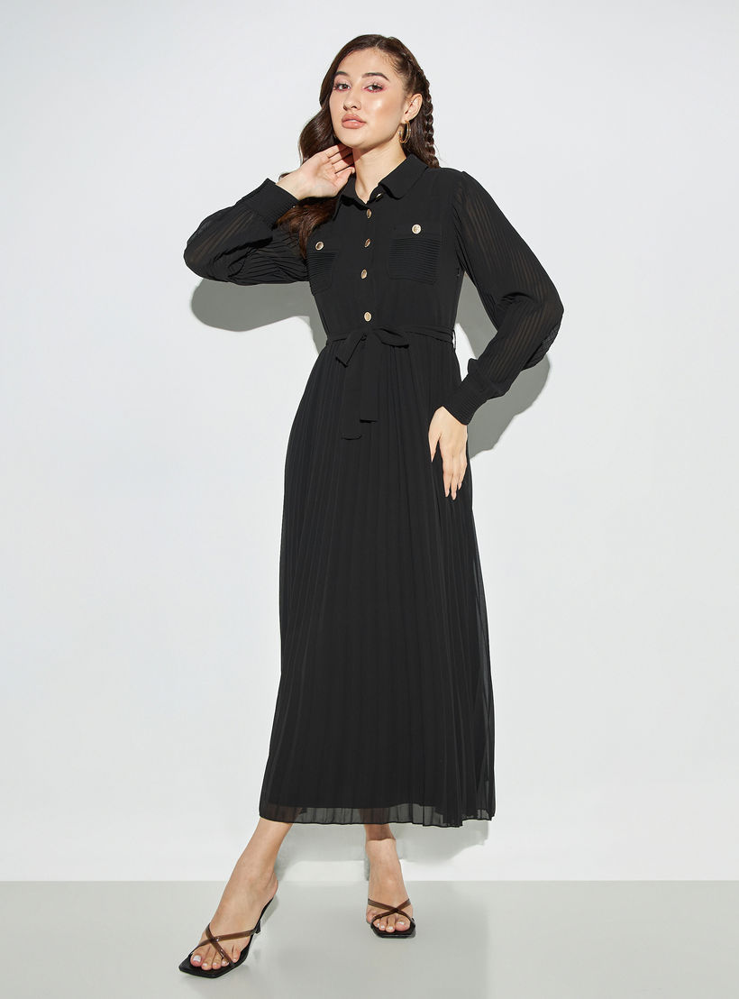 فستان إيه لاين ميدي بحزام ربط من تو إكستريمز-women-clothing-dresses-image-1