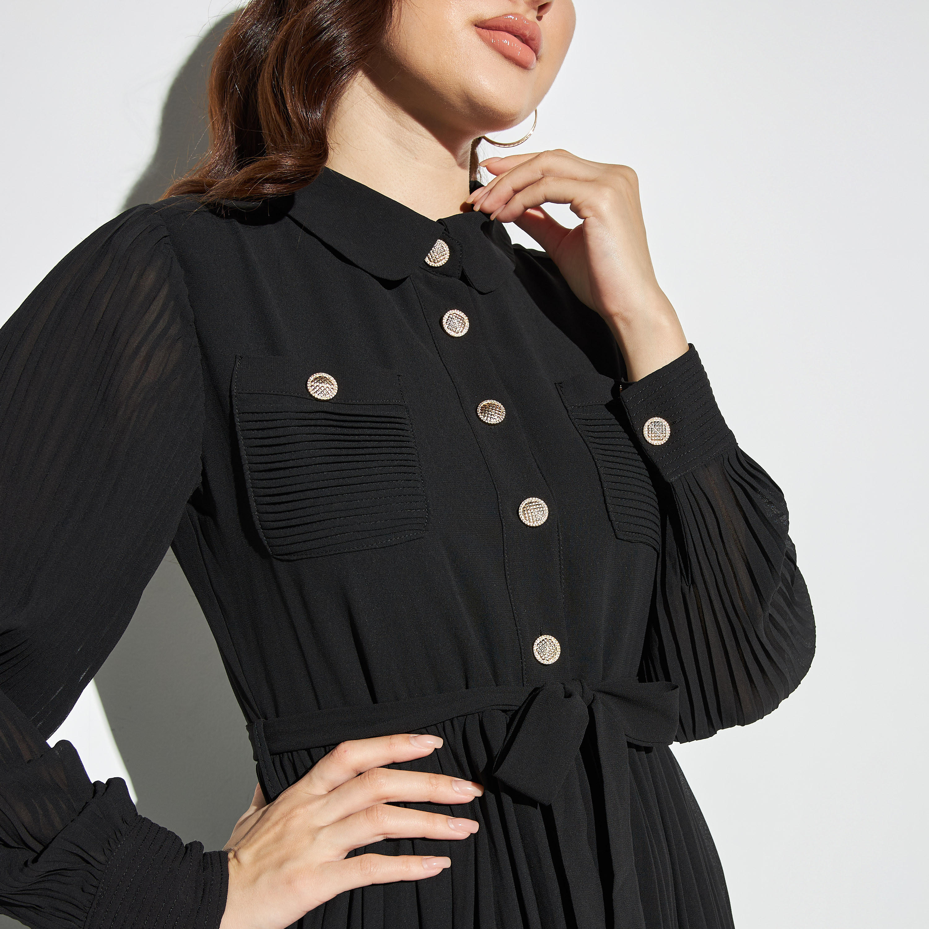 فستان إيه لاين ميدي بحزام ربط من تو إكستريمز-women-clothing-dresses-image-4