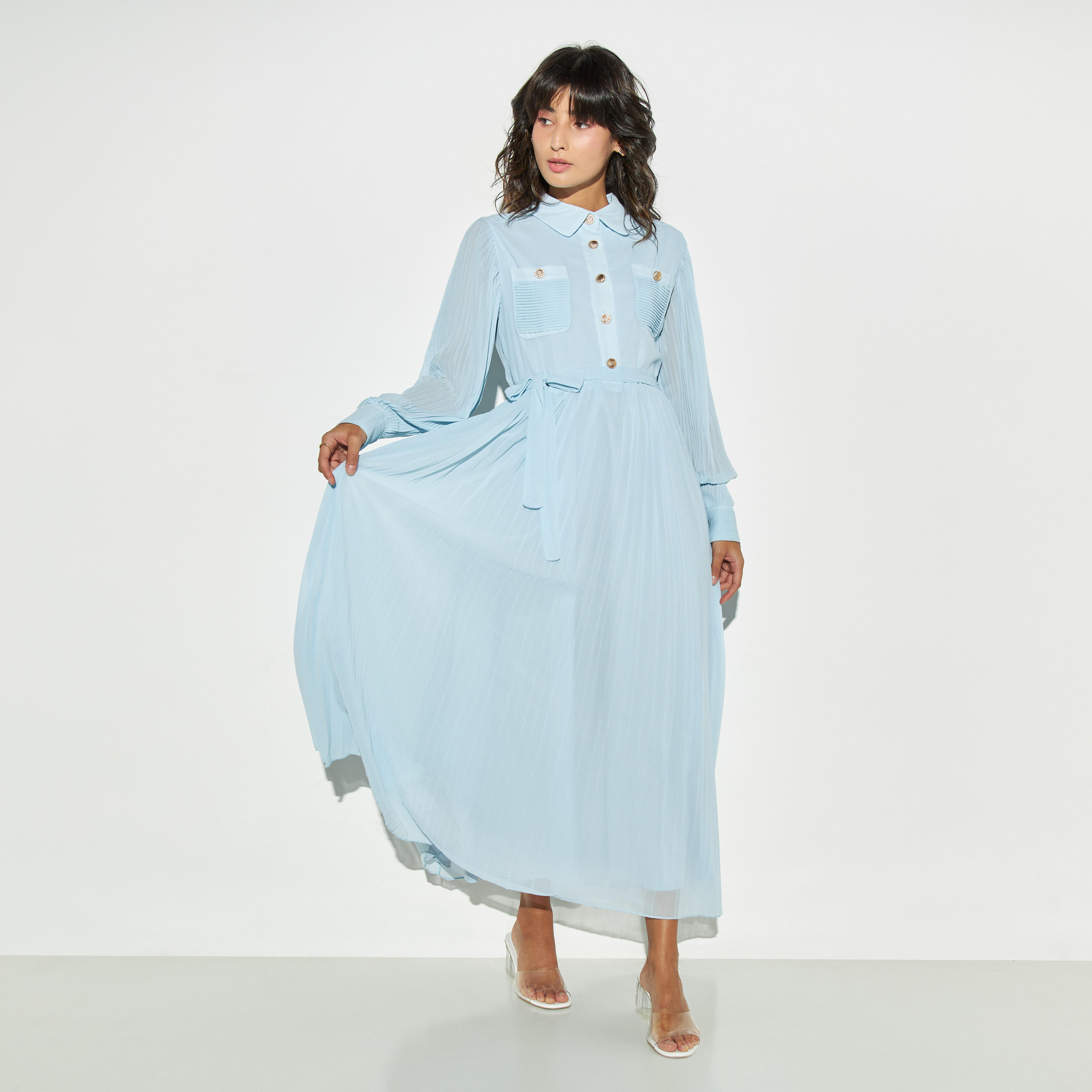 فستان إيه لاين بكشكش وأربطة وجيوب من تو إكستريمز-women-clothing-dresses-image-1