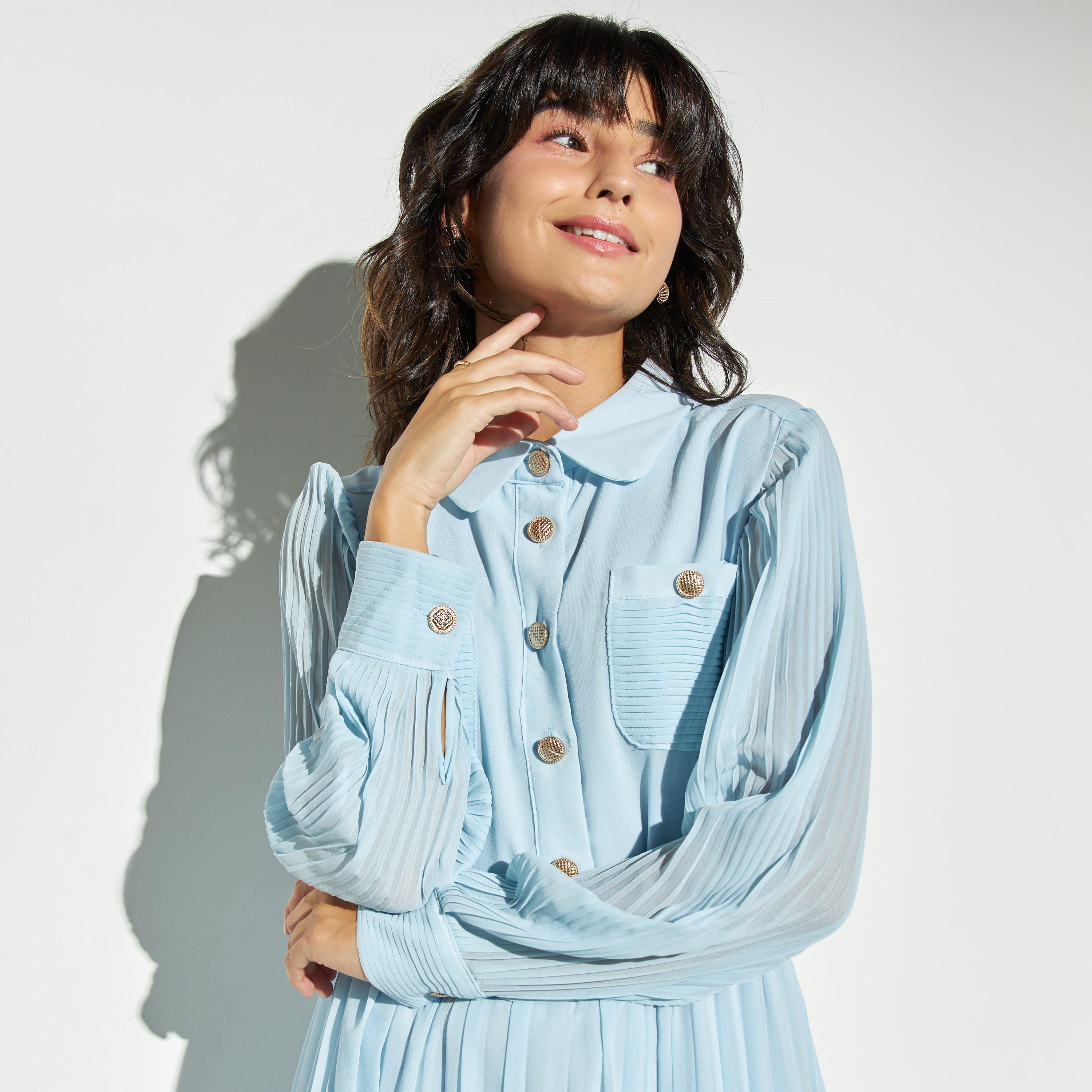 فستان إيه لاين بكشكش وأربطة وجيوب من تو إكستريمز-women-clothing-dresses-image-4
