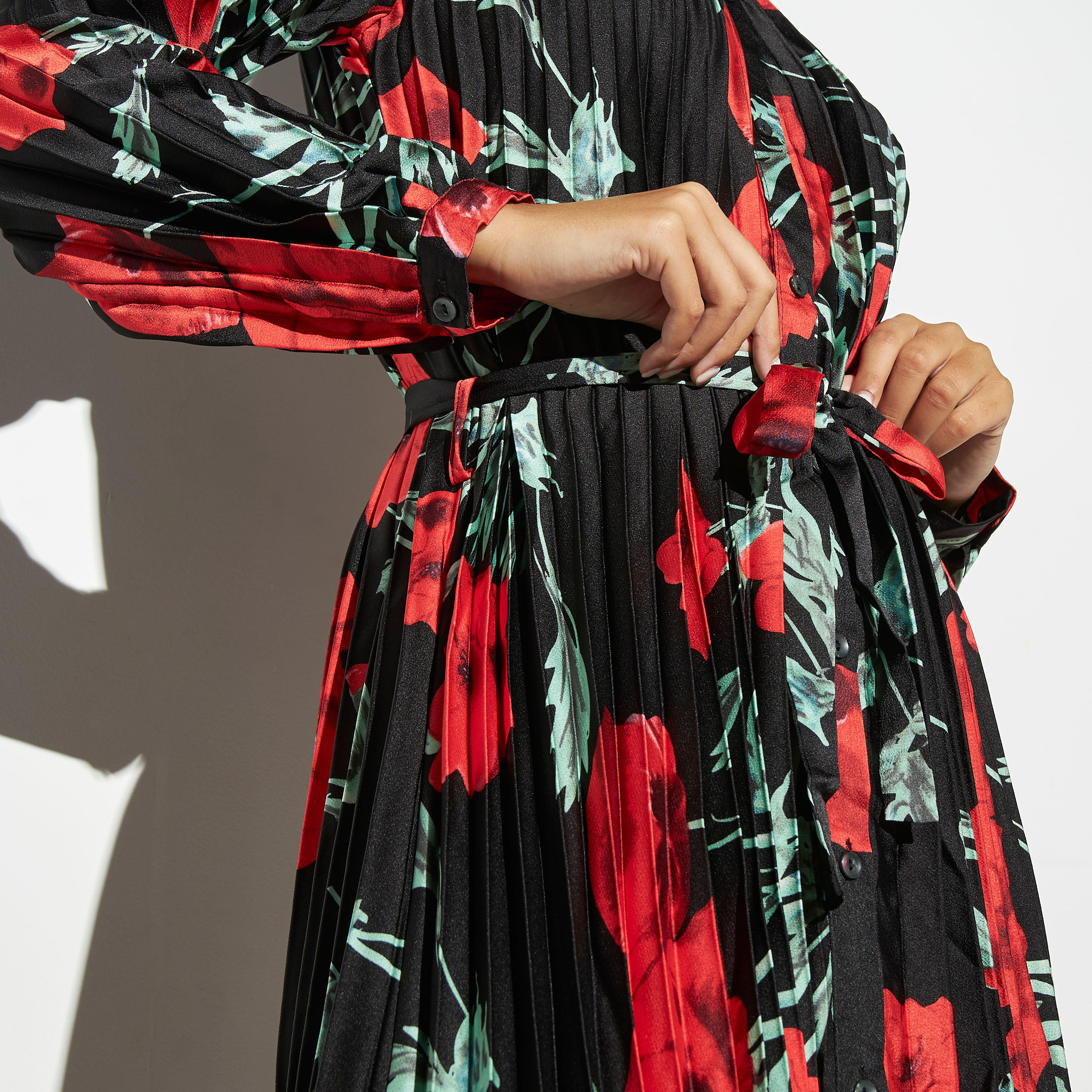 فستان قميص طويل بكشكش وأربطة وأكمام طويلة من تو إكستريمز-women-clothing-dresses-image-4