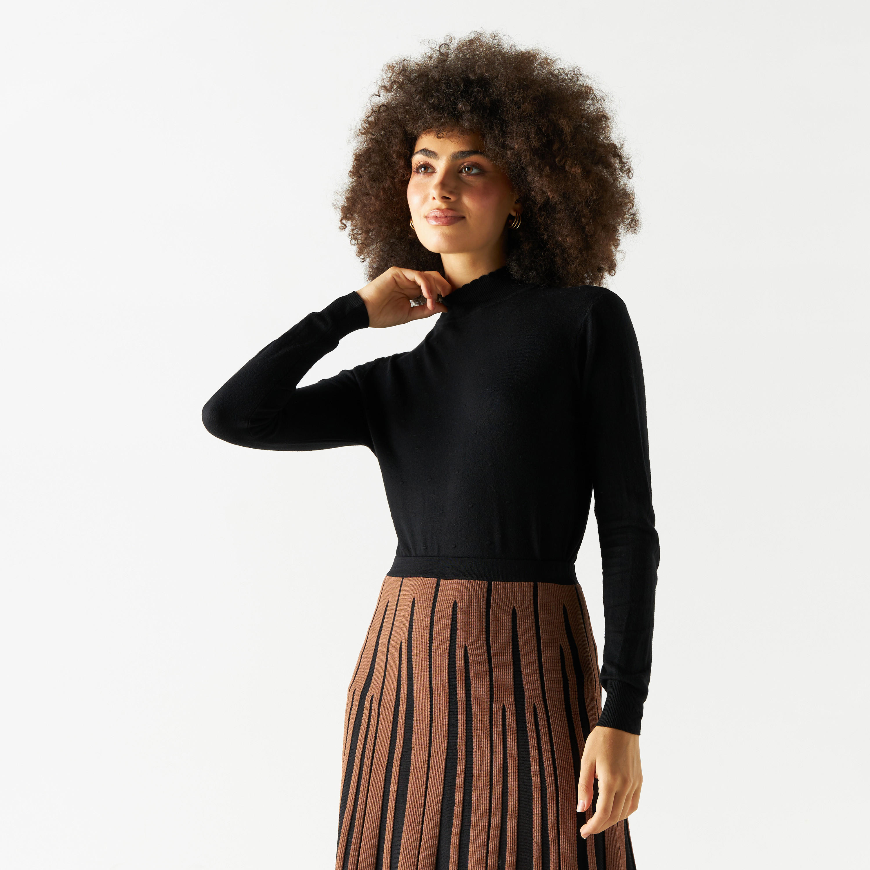 كنزة سادة بياقة عالية وأكمام طويلة من تو إكستريمز-women-clothing-cardigansandjumpers-jumpers-image-4