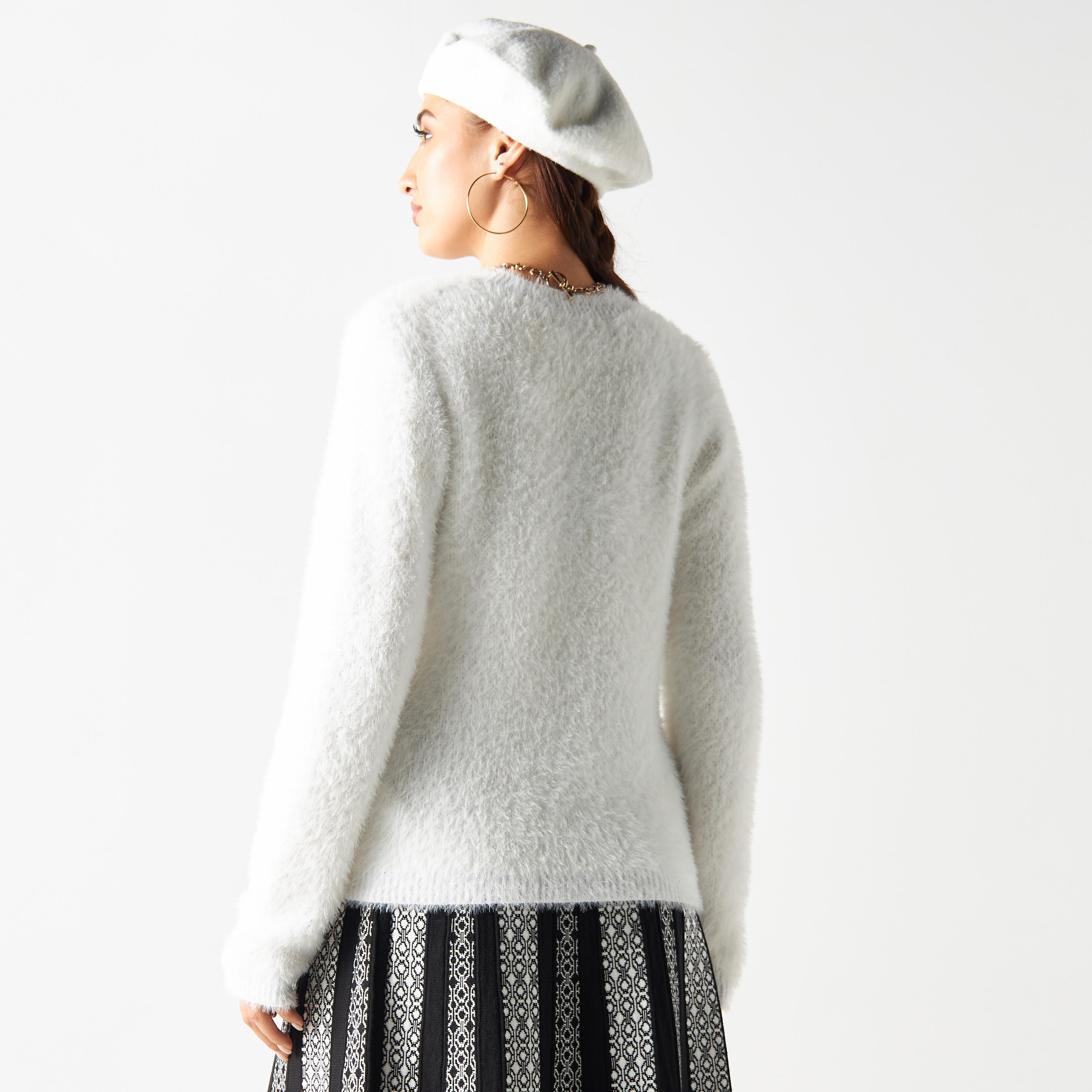 كنزة بارزة الملمس بياقة ضيّقة وأكمام طويلة من تو إكستريمز-women-clothing-cardigansandjumpers-jumpers-image-3