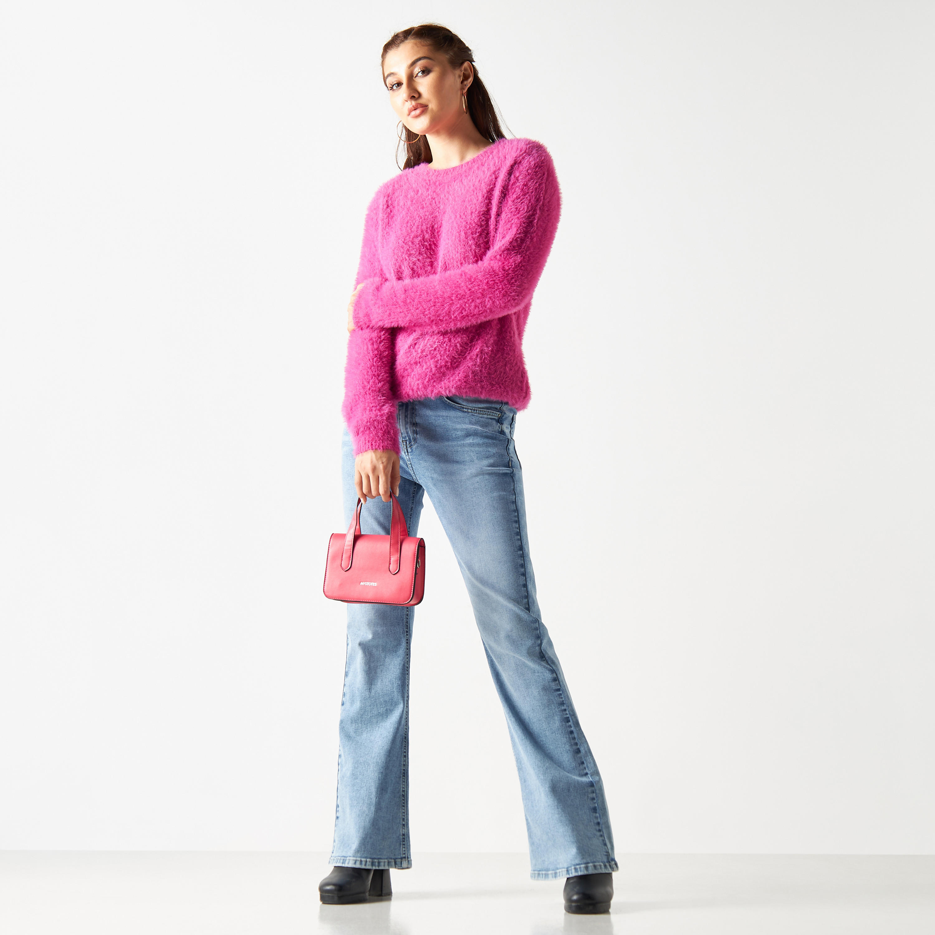 2Xtremz Textured Sweater with Crew Neck and Long Sleeves-women-winterwear-cardigansandjumpers-jumpers-image-2