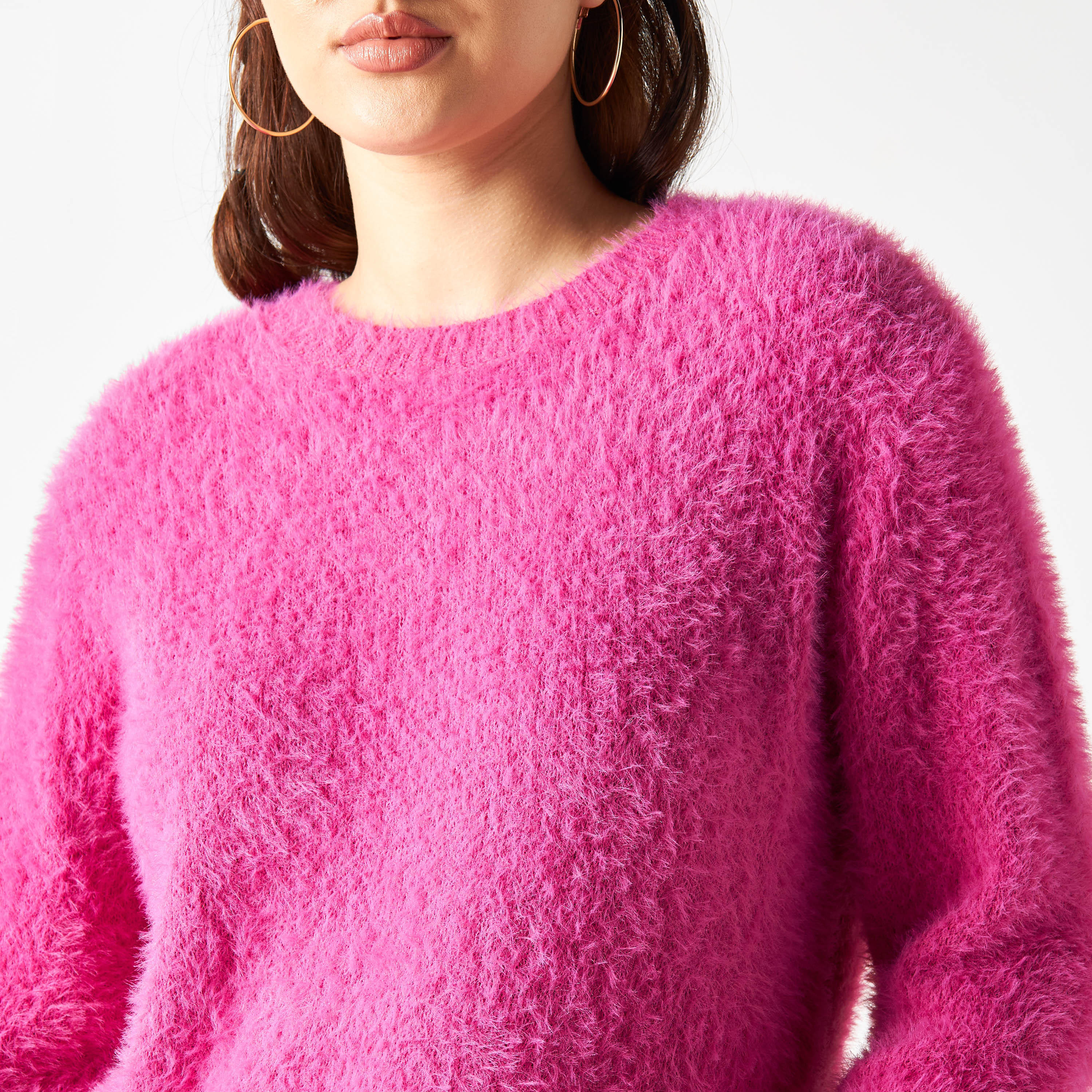 2Xtremz Textured Sweater with Crew Neck and Long Sleeves-women-winterwear-cardigansandjumpers-jumpers-image-4