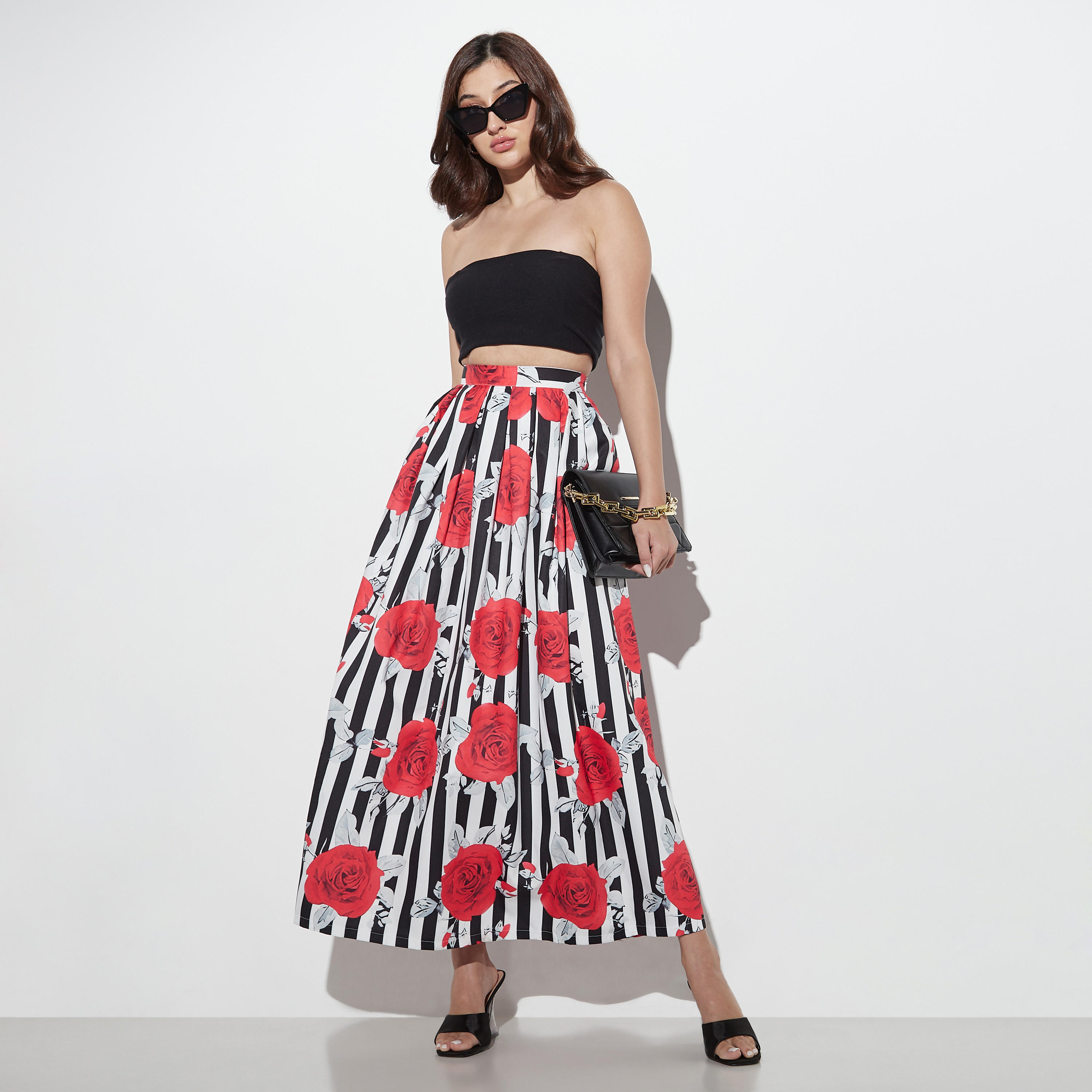 تنّورة طويلة إيه لاين بخصر مطاطي وطبعات من تو إكستريمز-women-clothing-bottoms-skirts-image-2